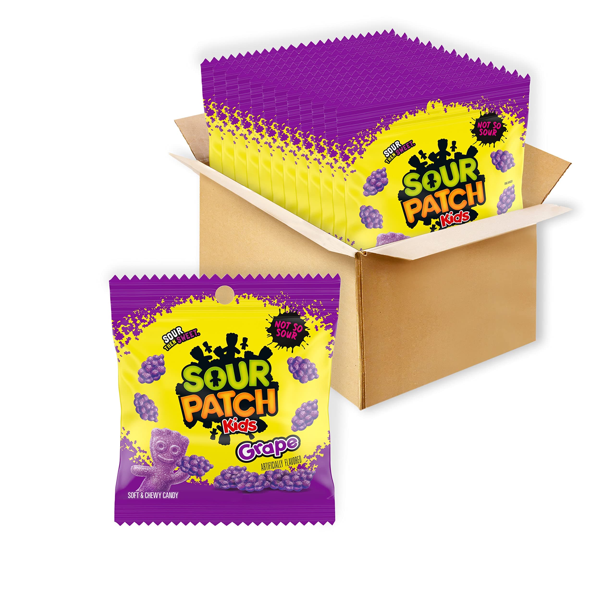 SOUR PATCH KIDS Grape Soft & Chewy Candy, Bulk Candy, 12 - 3.58 oz Bags