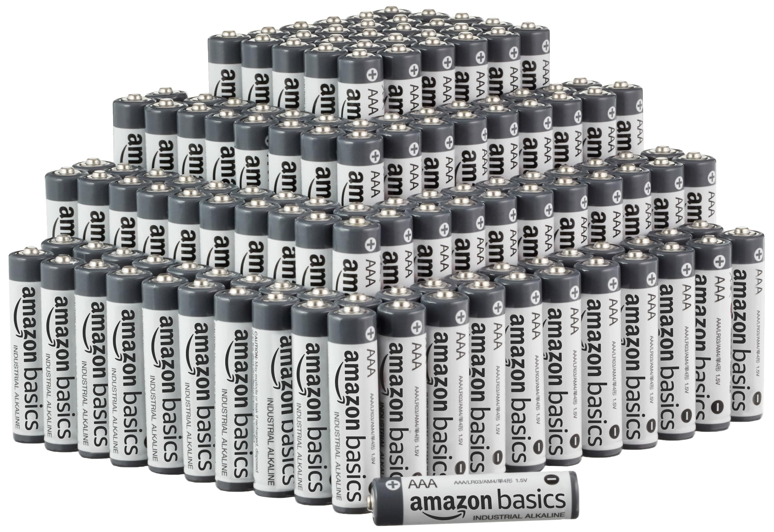 Amazon Basics 200-Pack AAA Long-Lasting Alkaline Industrial Batteries, 1.5 Volt, 5-Year Shelf Life
