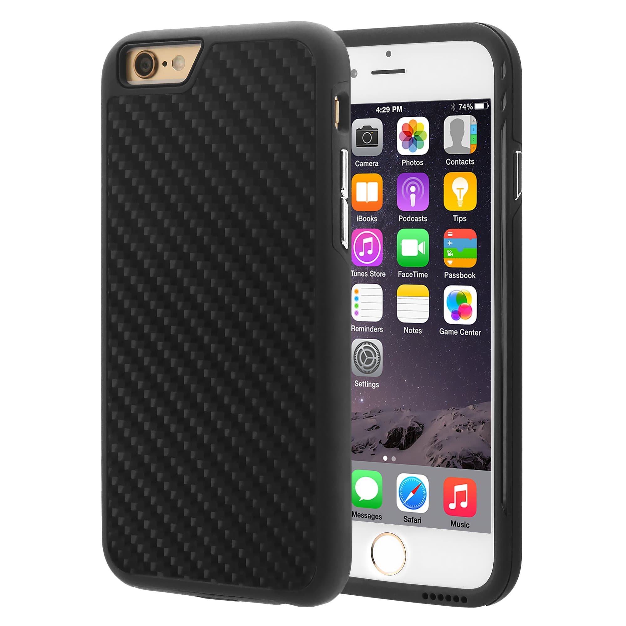 iPhone 6 Case, WOWCASE Hybrid Carbon Fiber Case (Black)