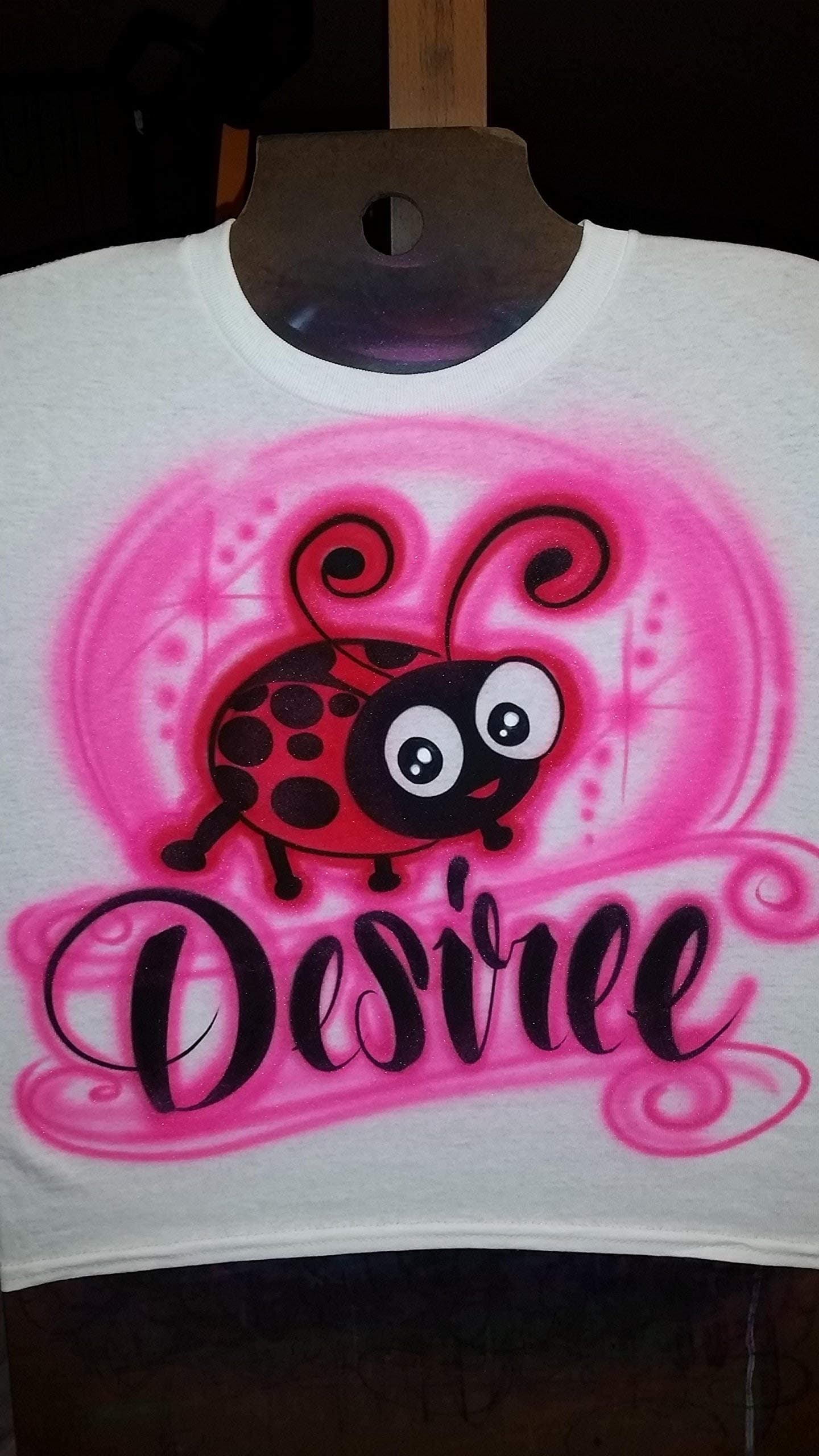 Custom Airbrushed Lady Bug T-shirt With Name