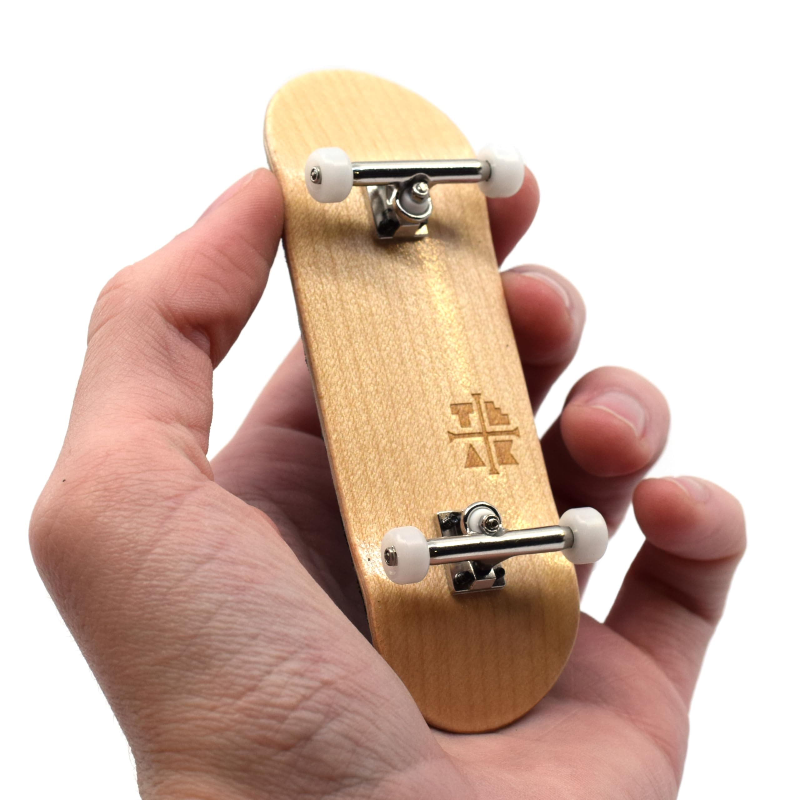Teak Tuning Prolific Complete Fingerboard with Upgraded Components - Pro Board Shape and Size, Bearing Wheels, Trucks, and Locknuts - 32mm x 97mm Handmade Wooden Board - The Classic Edition