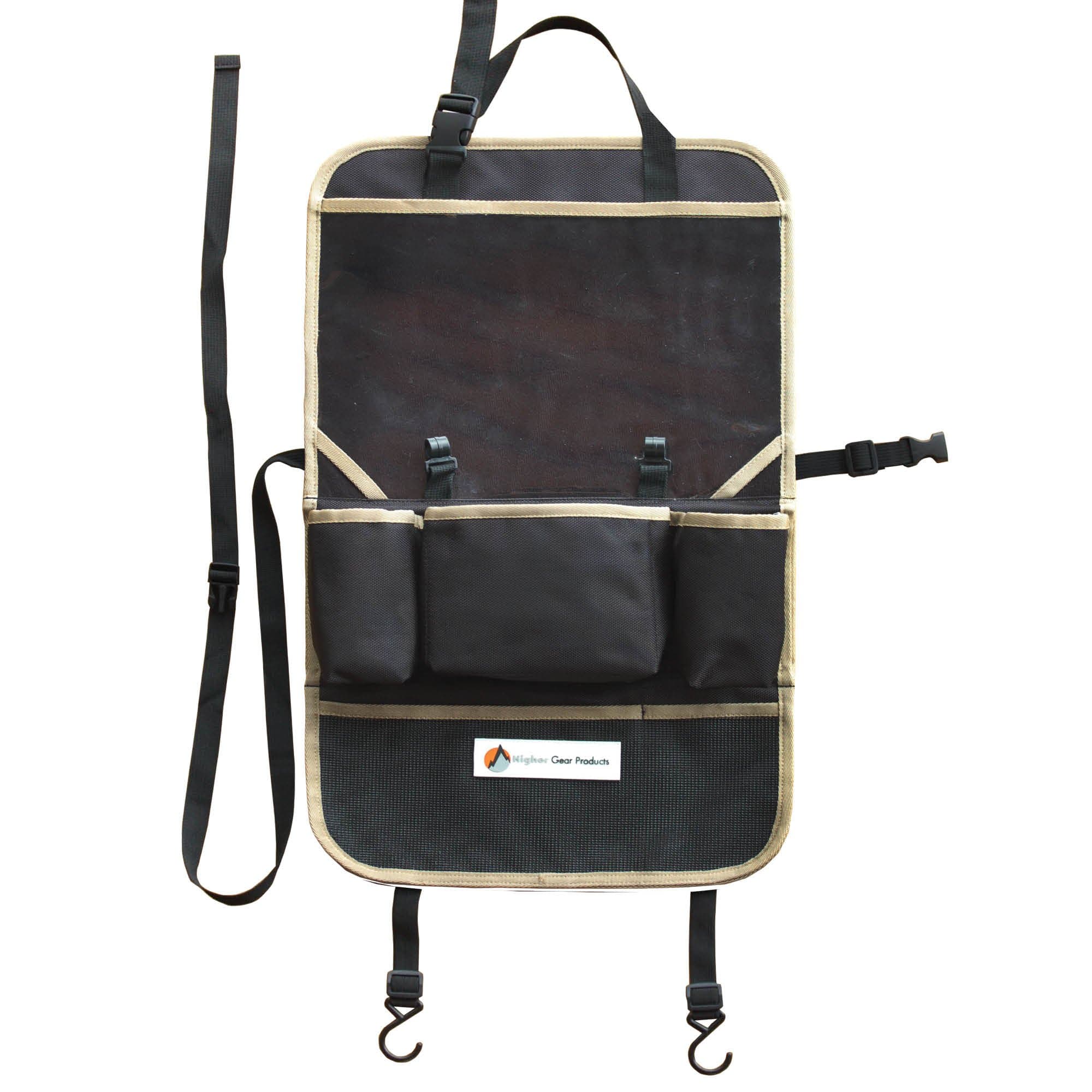 Seat Back Organizer For Car- Extra Large Multi- Pocket Storage-Reduces Clutter- Heavy Duty Construction by Higher Gear Products