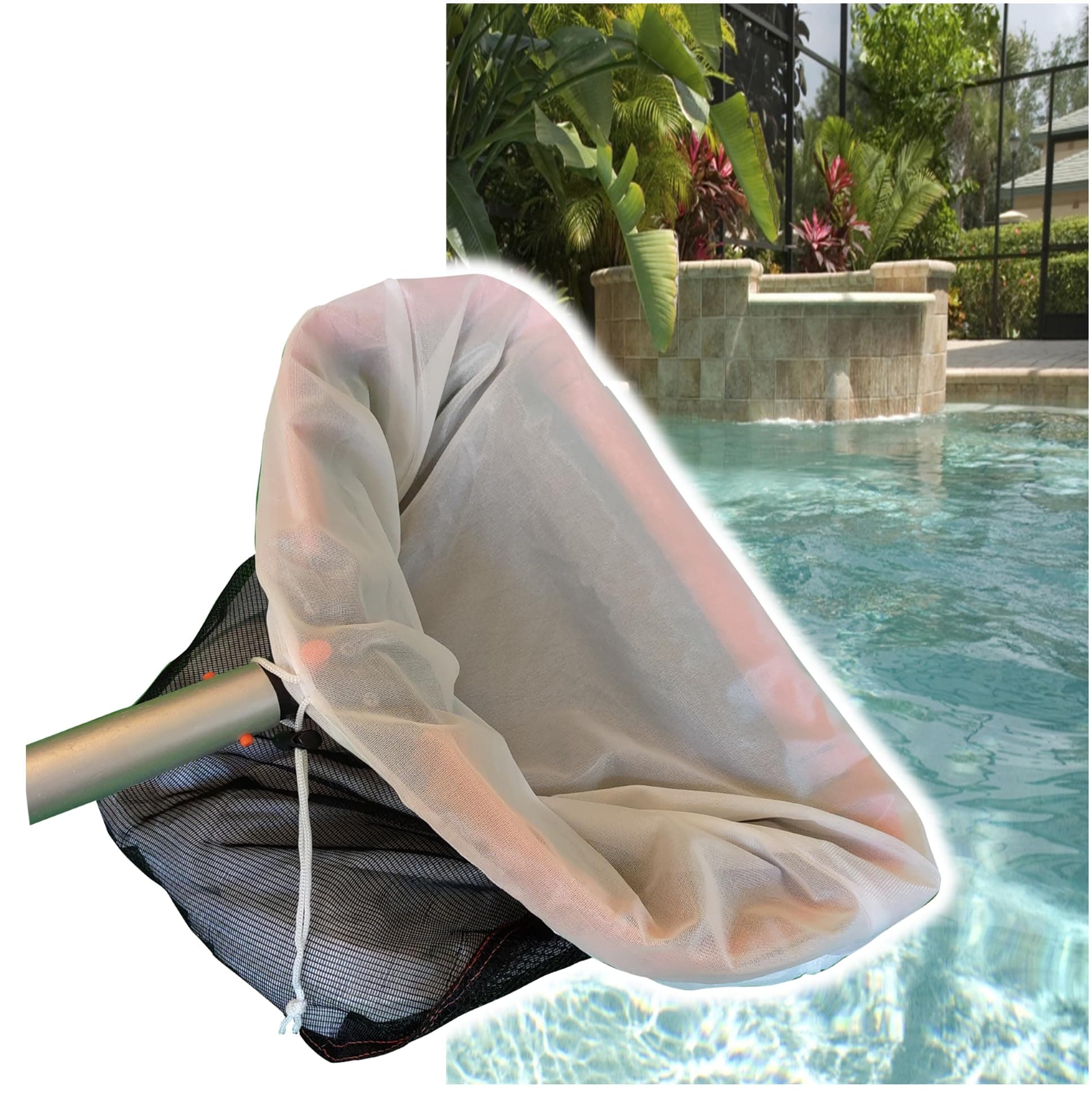 Fine Mesh Pool Net Insert | Collects Sand, Pollen, Tree Dust, Tiny Bugs, Pet Hair, Etc | Swimming Skimmer Insert | Transforms Any Deep Net into Fine Mesh | Pool Accessories