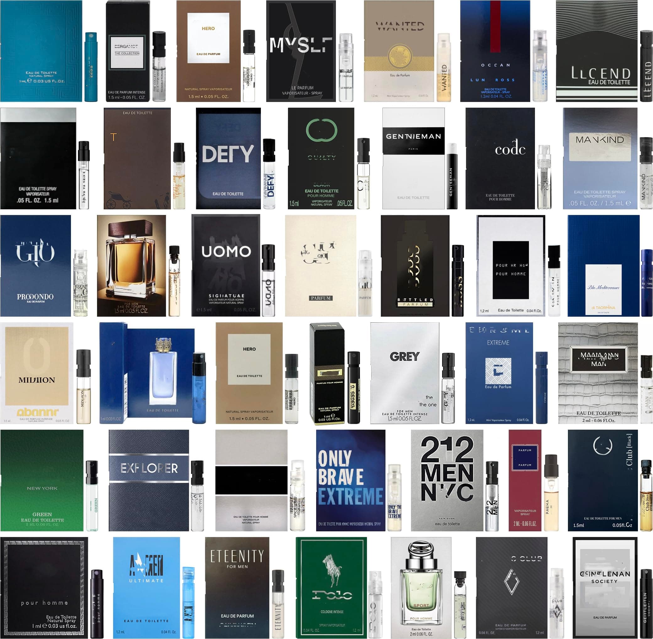 Cologne High End Fragrance Sampler Set for Men - (Pack of 8 Sample Vials)