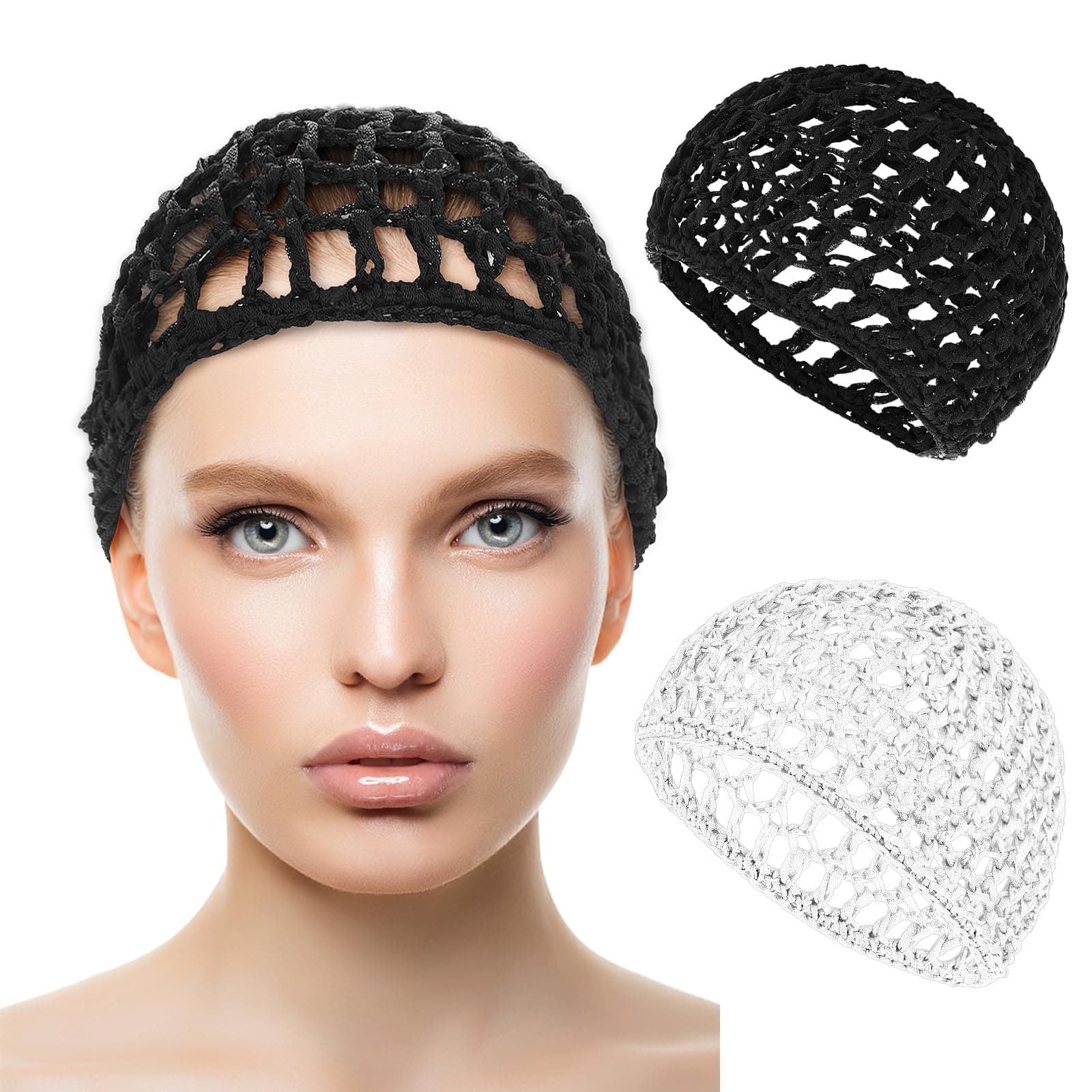 WLLHYF Wig Cap Thick Long Hair Caps Adjustable Net Mesh Braided Weaving Making Crochet Sew Weave Fishnet Grip Headband