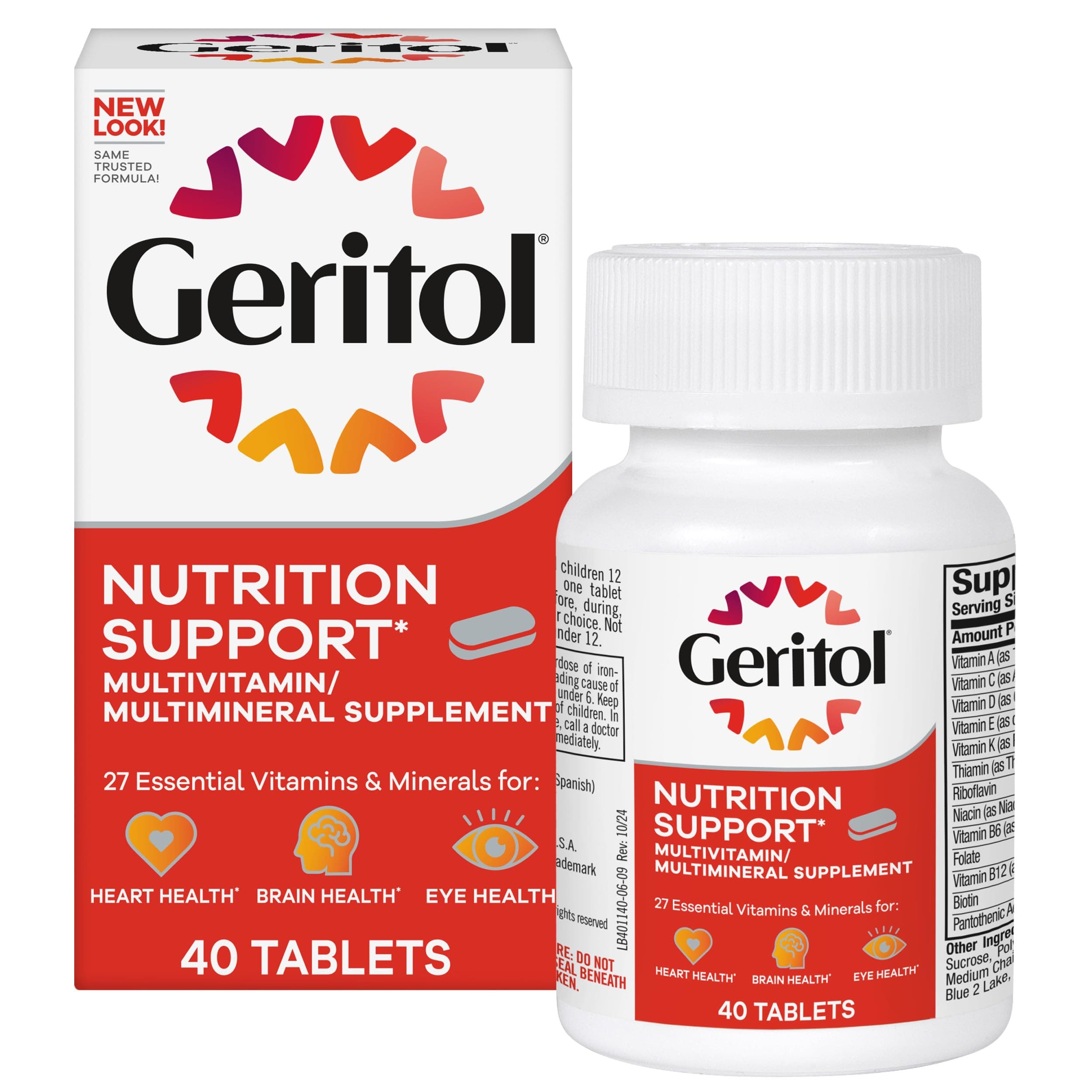 Geritol Multi Vitamin Nutritional Support Tablets Count Multivitamin Multimineral Supplement For Adults High In Vitamin A Vitamin C 40 Multi
