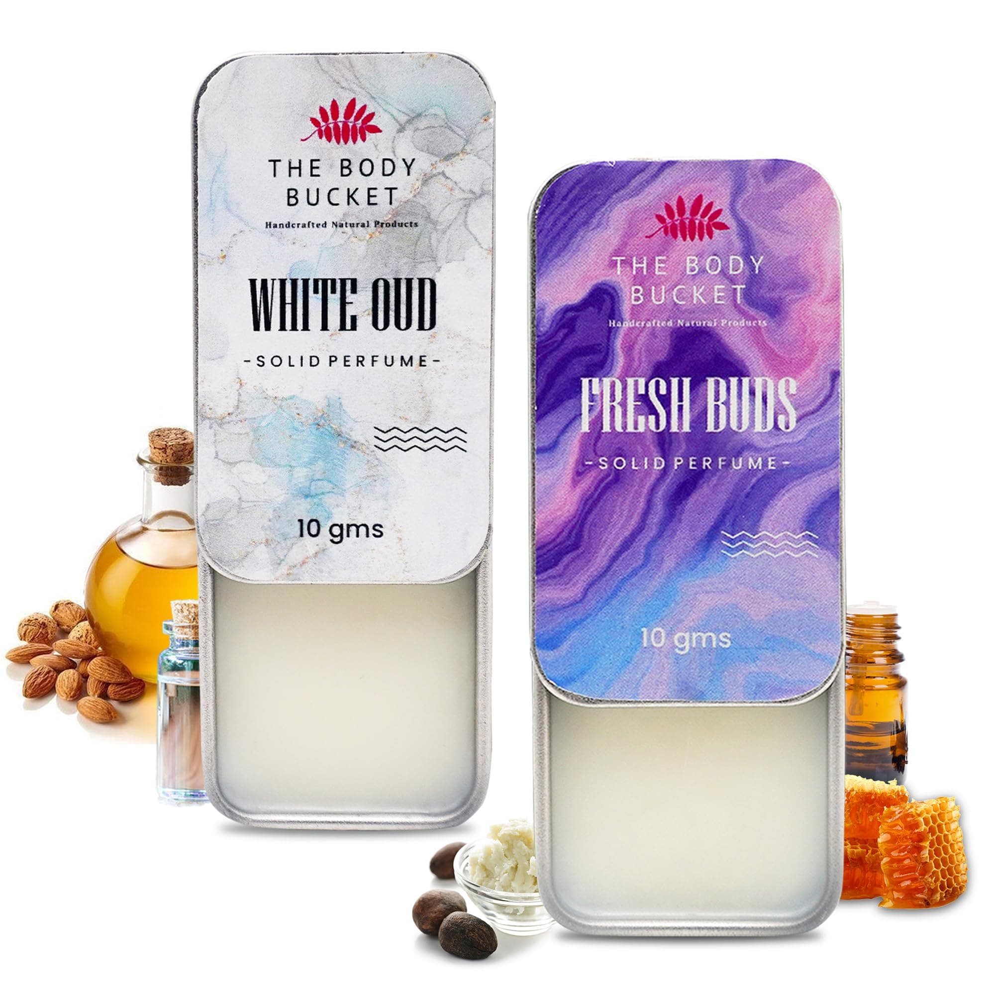 - Combo of White Oud & Fresh Buds Solid Perfume- 10 Gms each | Alcohol Free- Pocket Friendly & Easy to Apply, Non-Greasy Cologne Balm | Unisex Gifting Collection