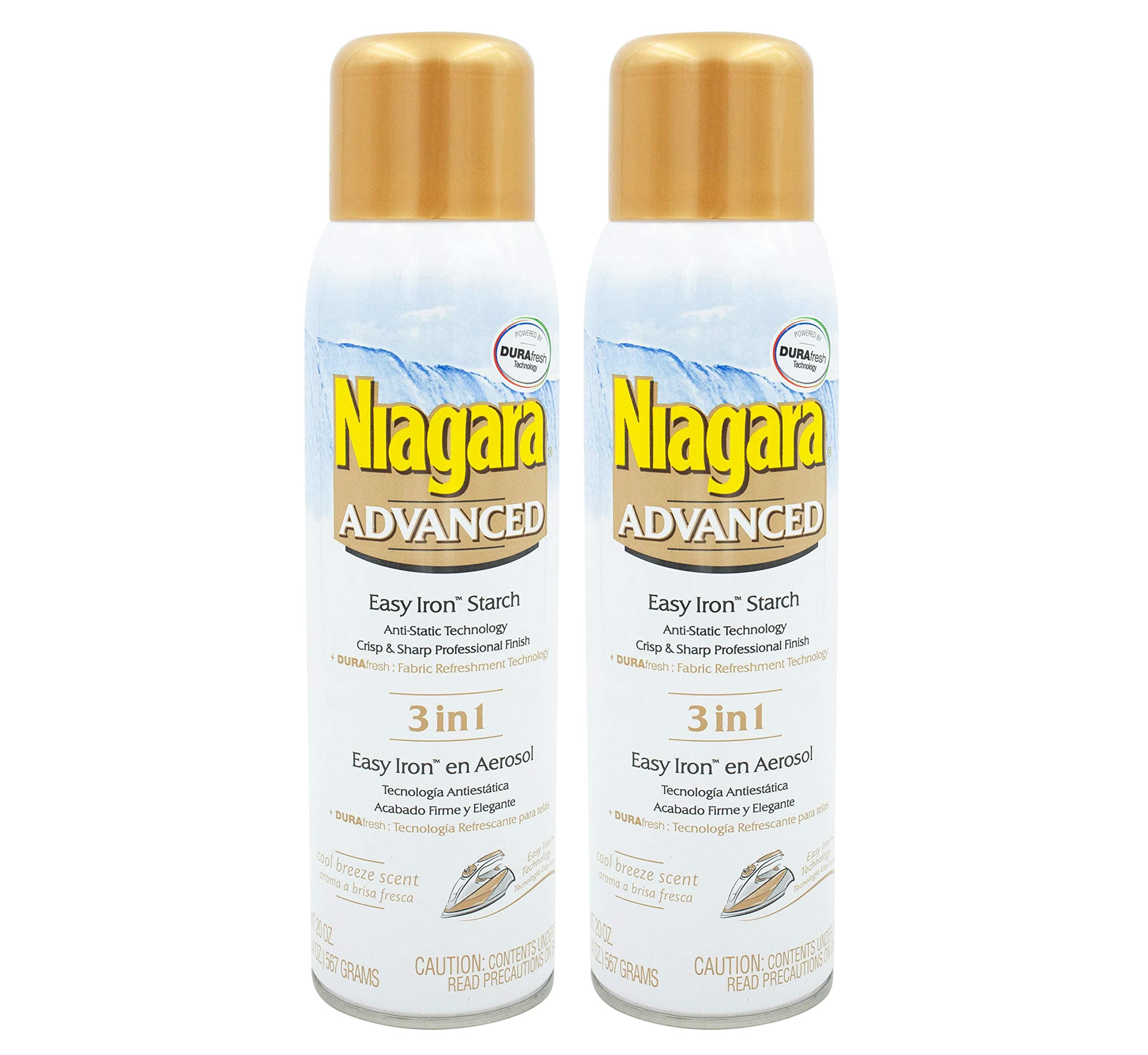 Starch Spray Advanced Formula w/Cool Breeze Scent - Liquid Starch Iron Spray, 3-in-1 Anti Static Spray for Easy Iron Glide & Less Ironing Time - 2 Pack Ironing Spray, 20 oz.