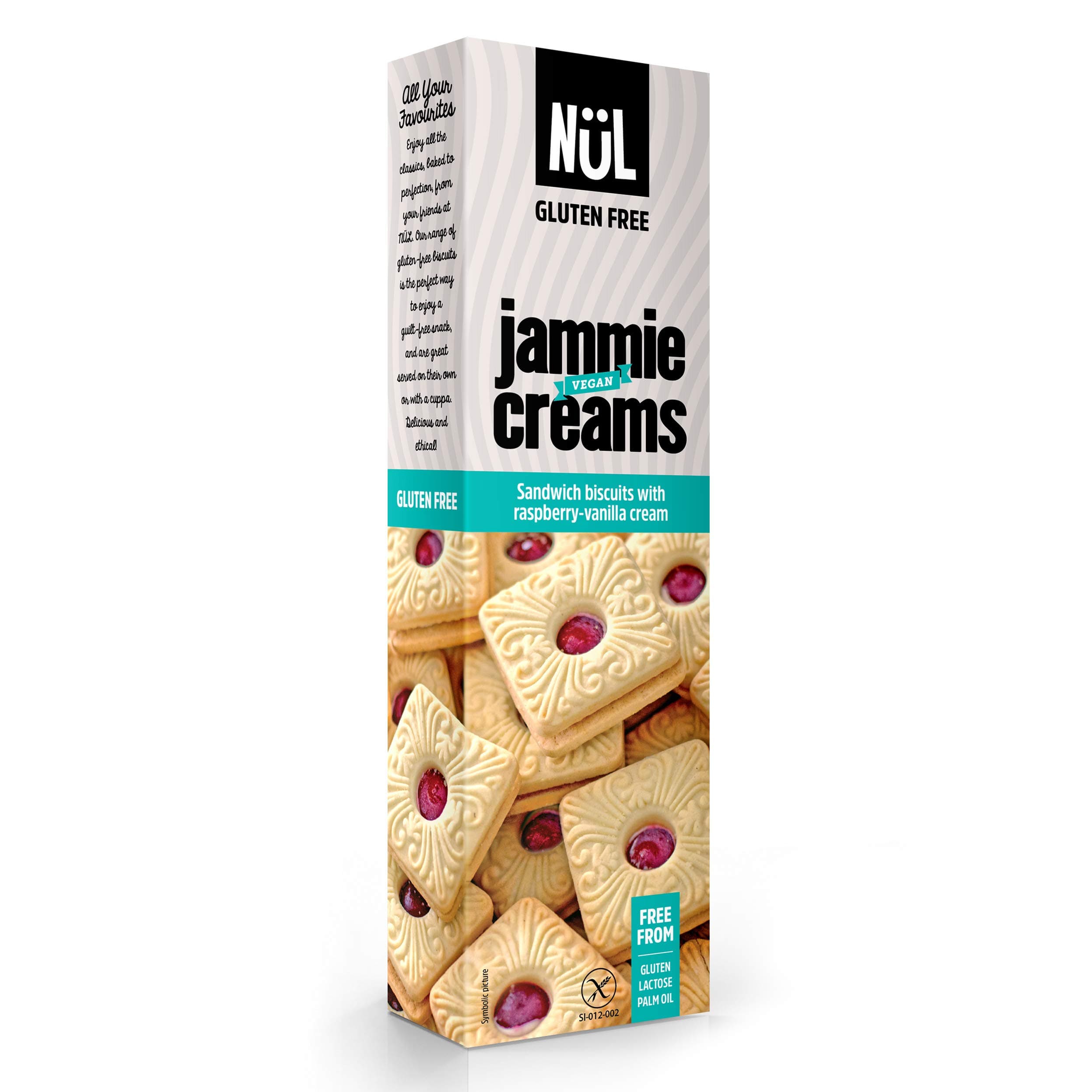 Nül Gluten-Free Sandwich Biscuits with Raspberry-Vanilla Cream and Raspberry Fruit Filling, 12 x 115 g