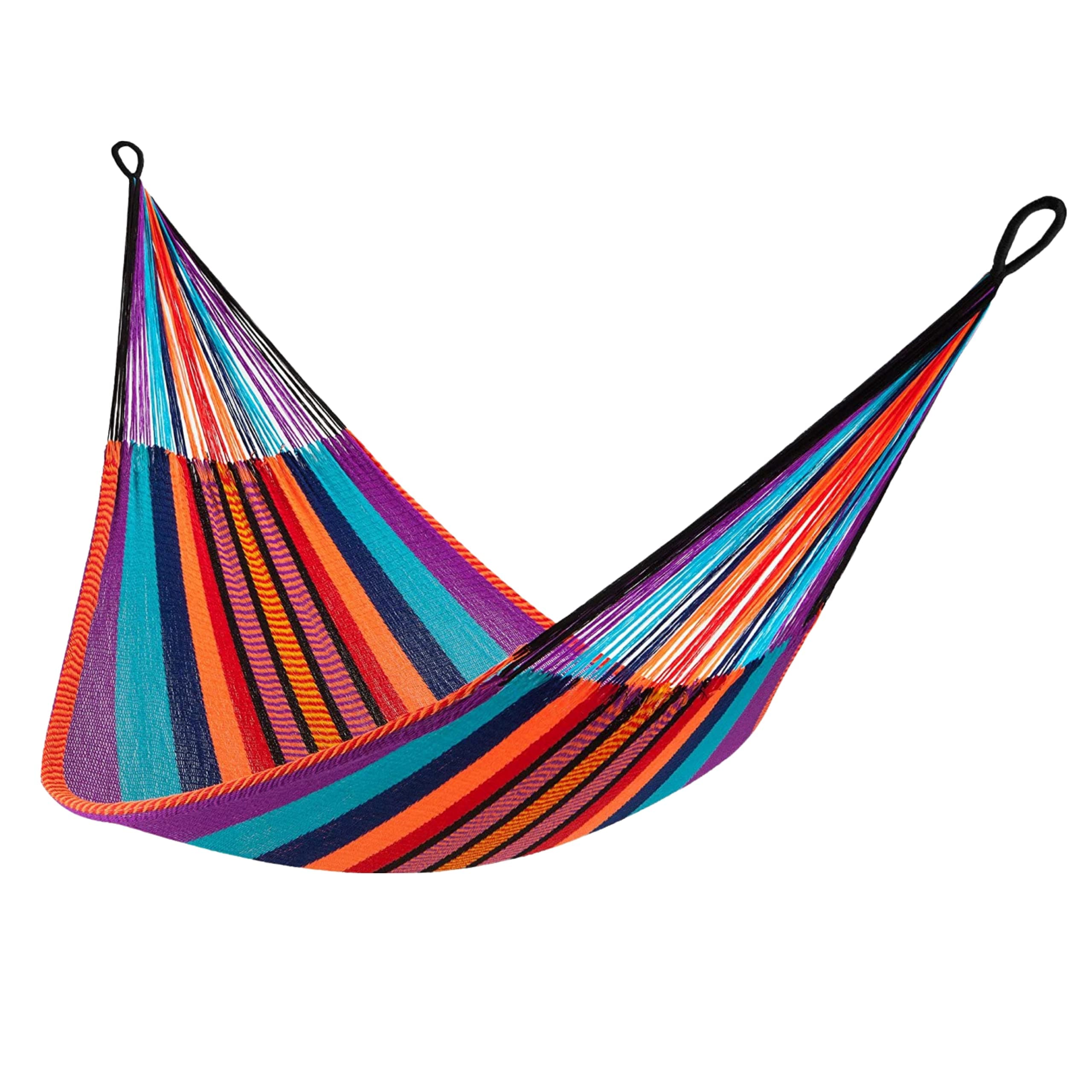 Handwoven Hammock by Yellow Leaf Hammocks - Double Size, Fits 1-2 PPL, 400lb max - Weathersafe, Super Strong, Easy to Hang, Ultra Soft, Artisan Made - Color: Tropical Multicolor