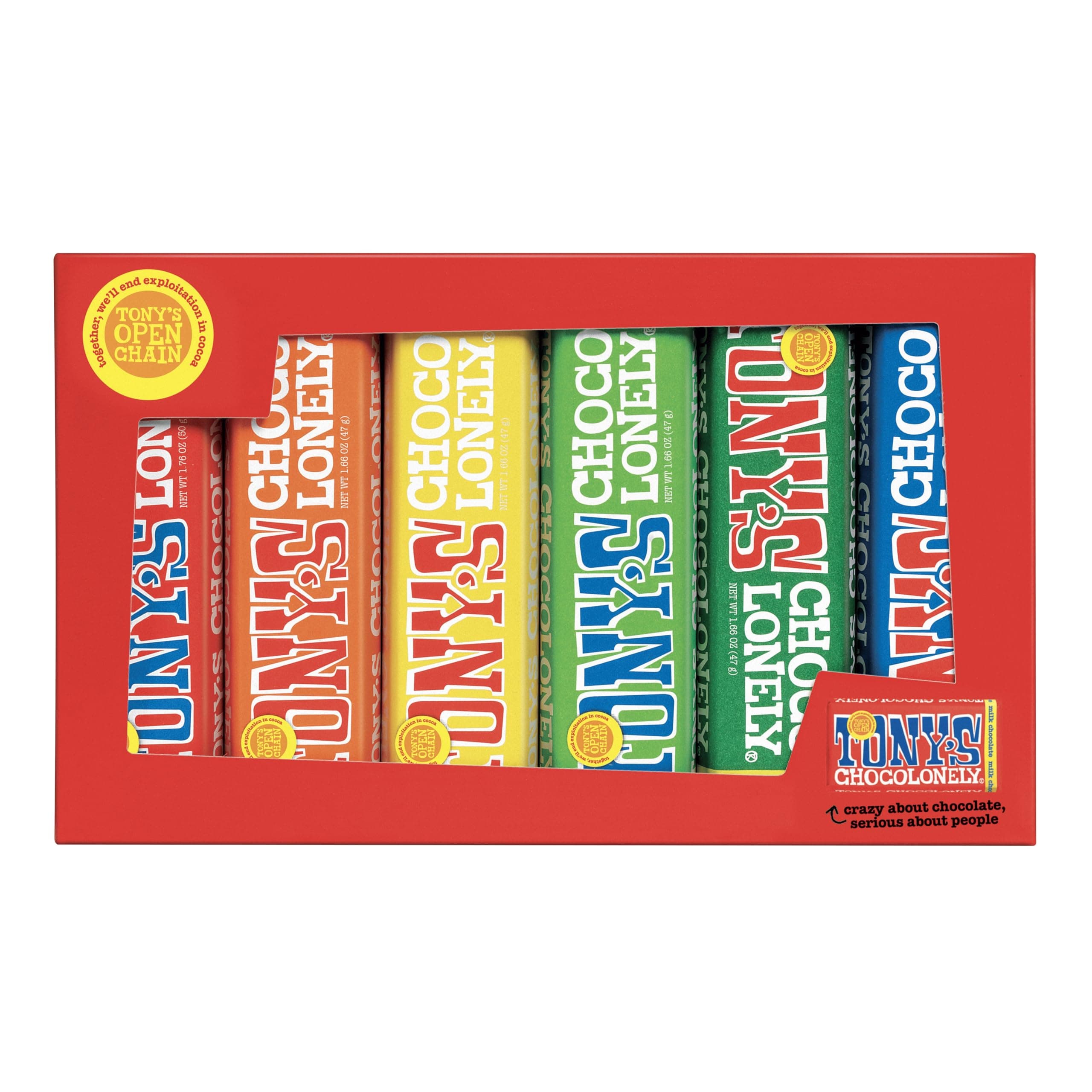 Rainbow Tasting Pack - 288g, Small Chocolate Bars, Selection Pack Gift Box, 6 Flavours, Vegetarian - Belgian Fairtrade Chocolate
