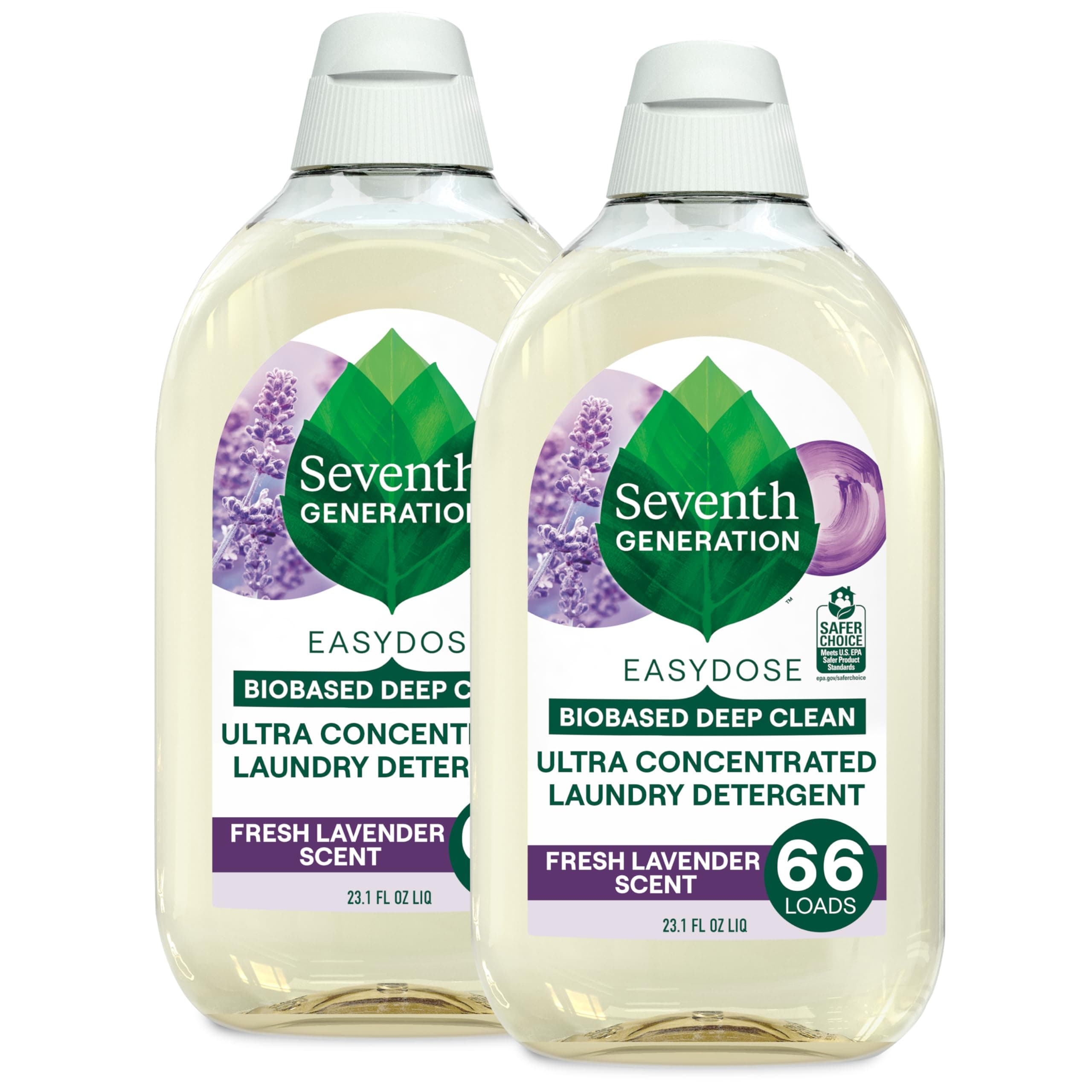 Seventh Generation EasyDose Laundry Detergent Fresh Lavender Scent 2 Pack Ultra Concentrated Washing Detergent 23 oz