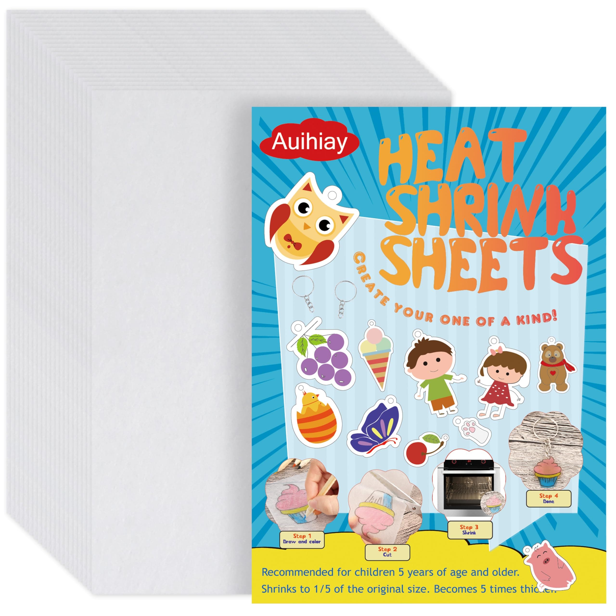 20 Pieces Sanded Shrink Plastic Sheets, Shrink Films Papers for Kids Creative Craft, 14.5 x 20 cm / 5.7 x 7.9 inch