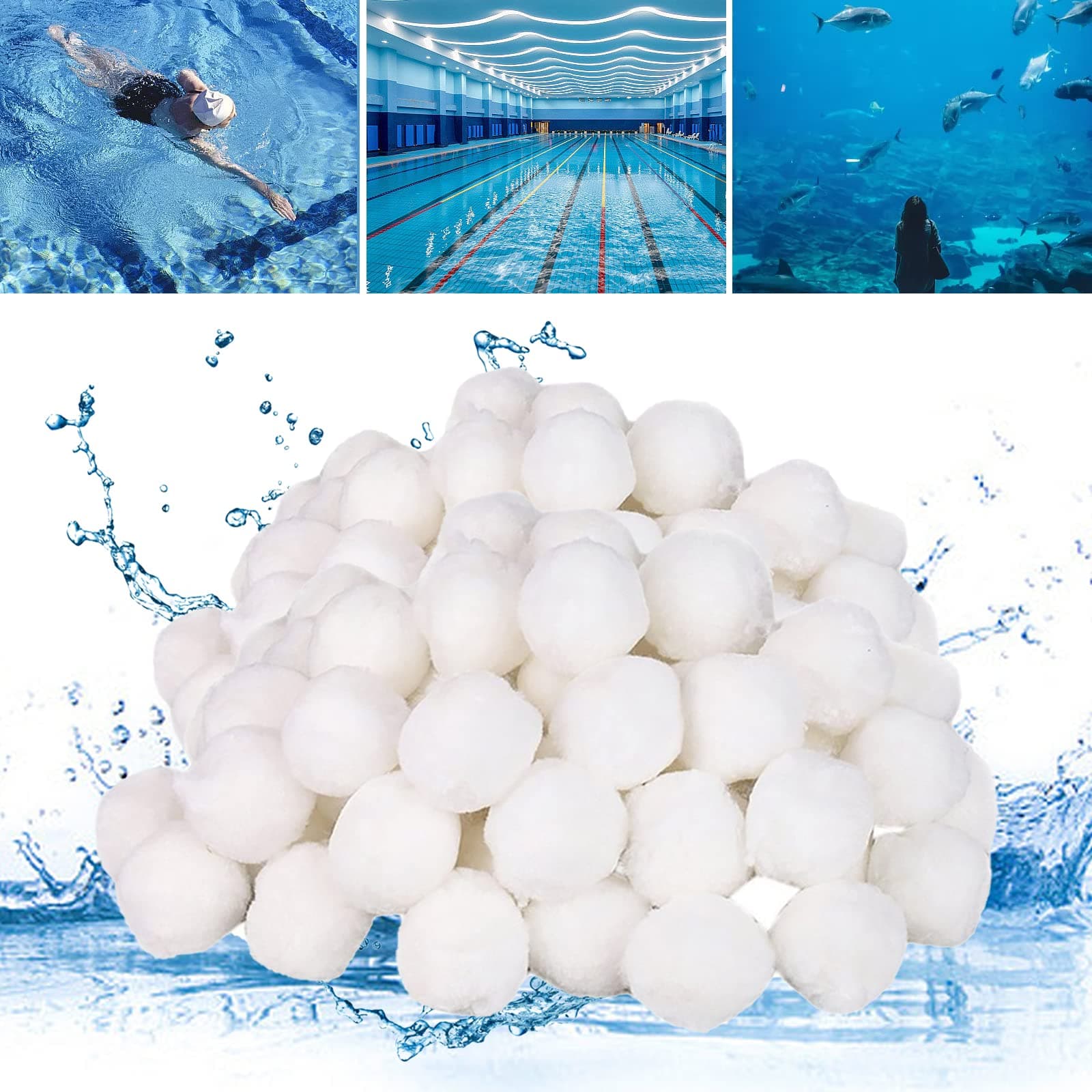 Pool Filter Balls, 1400g Filter Balls for Sand Filter, Reusable Fiber Ball for Pond/Swimming Pool/Fish Tank Sand Filters (Equals 100lbs Pool Filter Sand)
