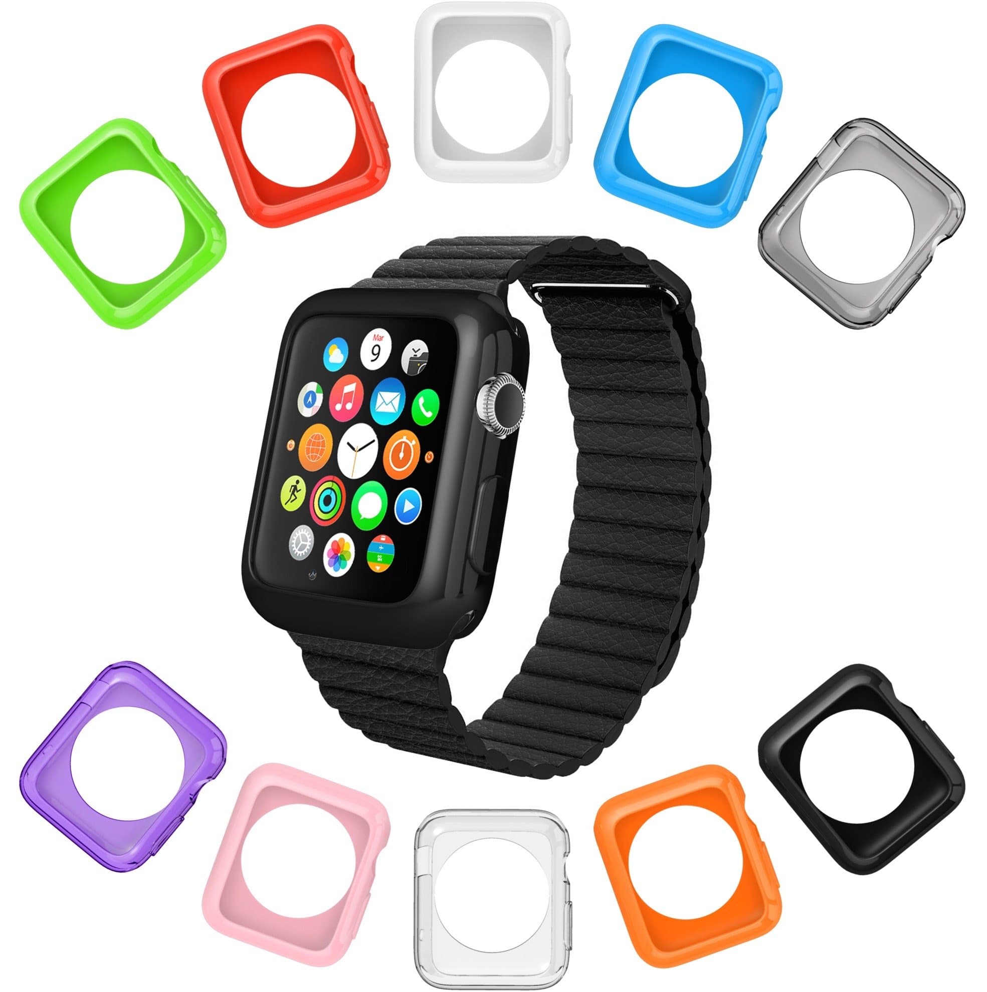 Apple Watch Case by La Zuzzi, 10 Soft Covers, for Apple Watch, Anti Scratch Protection Cover, Match Colors with Your iPhone Case, Apple Accessories [Series 3, Series 2, 42mm]