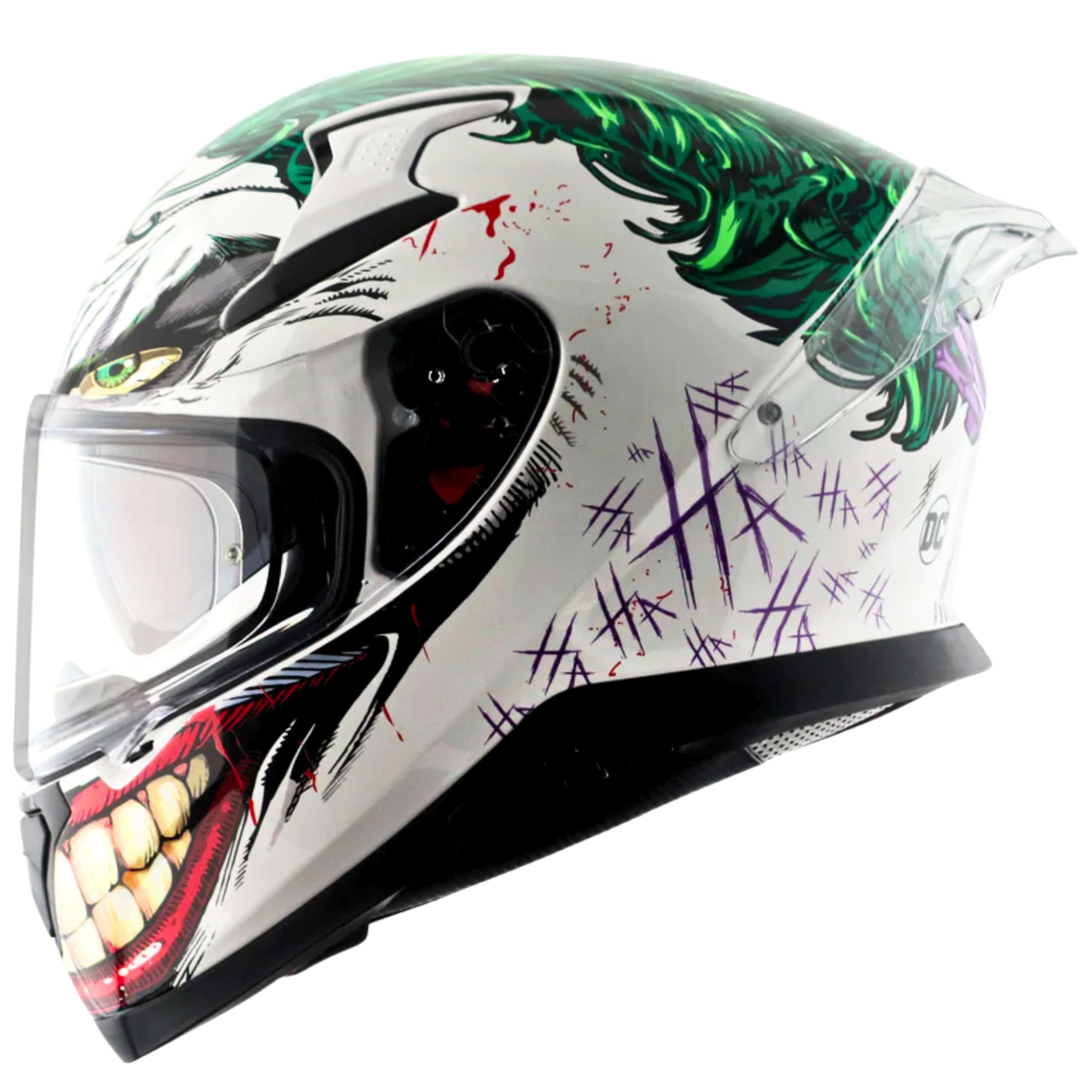 Apex Dc Joker ISI ECE DOT Certified Full Face Dual Visor Helmet for Men and Women with Pinlock Fitted Outer Clear Visor and Inner Smoke Sun Visor (with Extra Irridium Blue Visor) White Green(M)