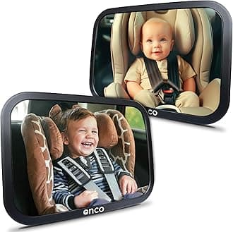 Onco Baby Car Mirror (2 Pack) - 100% Shatterproof & Shakeproof, Award-Winning Car Mirror Baby Rear View, Non-Slip with 360° Rotation, Newborn Essentials