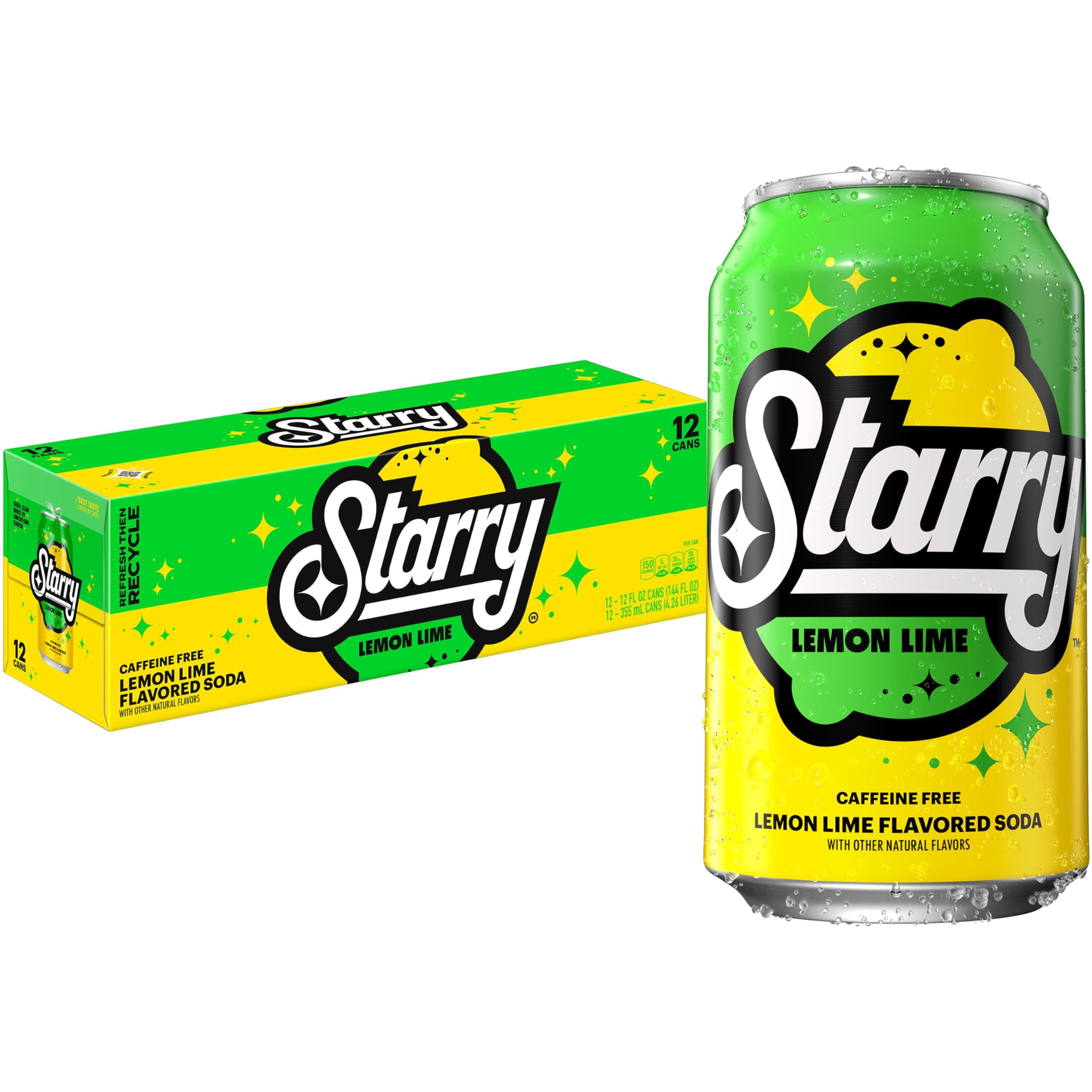 Starry Lemon Lime Soda, 12 Fl Oz Cans, 12 Pack