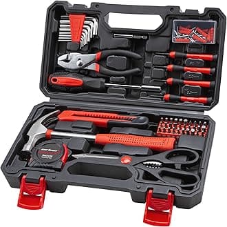Cartman Red 126Piece Tool Set General Household Hand Tool Kit with Plastic Toolbox Storage Case