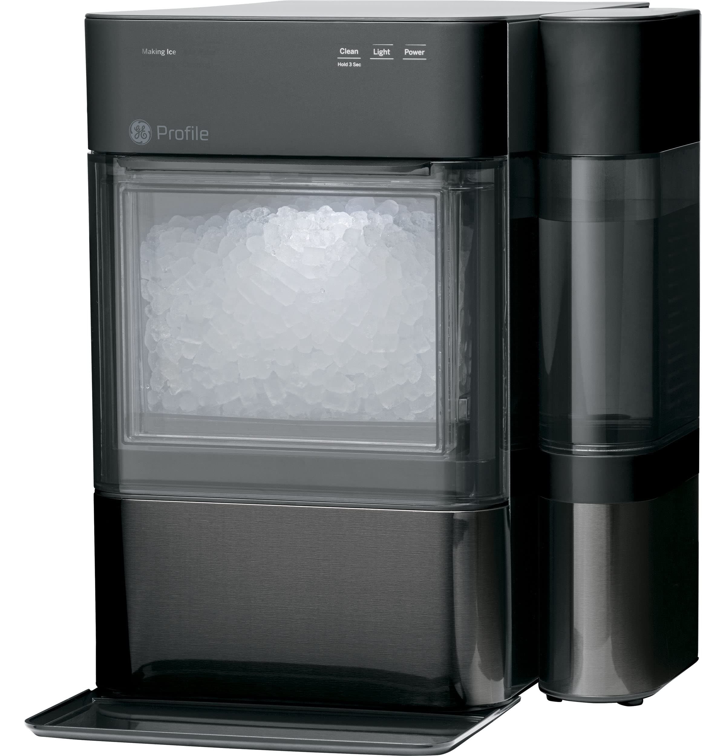 GE Profile Opal 2.0 | Countertop Nugget Ice Maker with Side Tank | Ice Machine with WiFi Connectivity | Smart Home Kitchen Essentials | Black Stainless (Renewed)