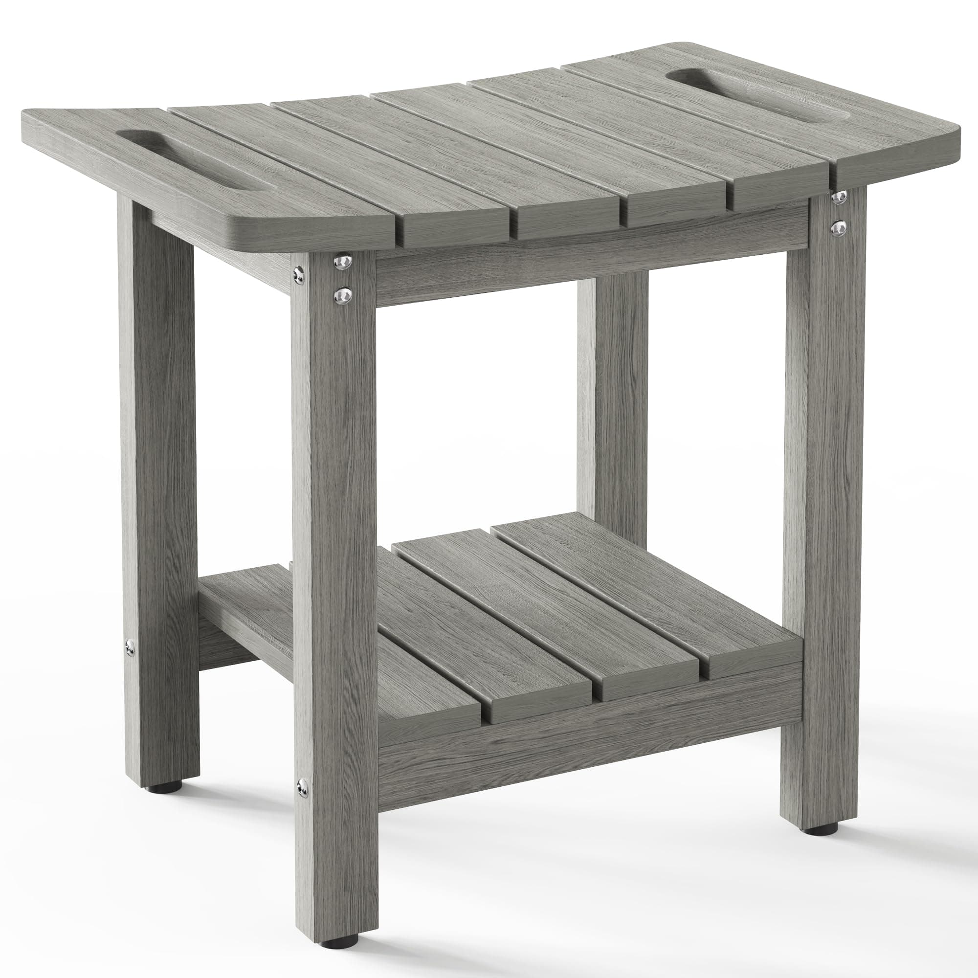 HIPS Shower Benches for Inside Shower, Shower Stool with Space-Efficient Storage Shelf, Waterproof Shower Chair Seat for Spa Bathroom(Light Gray)