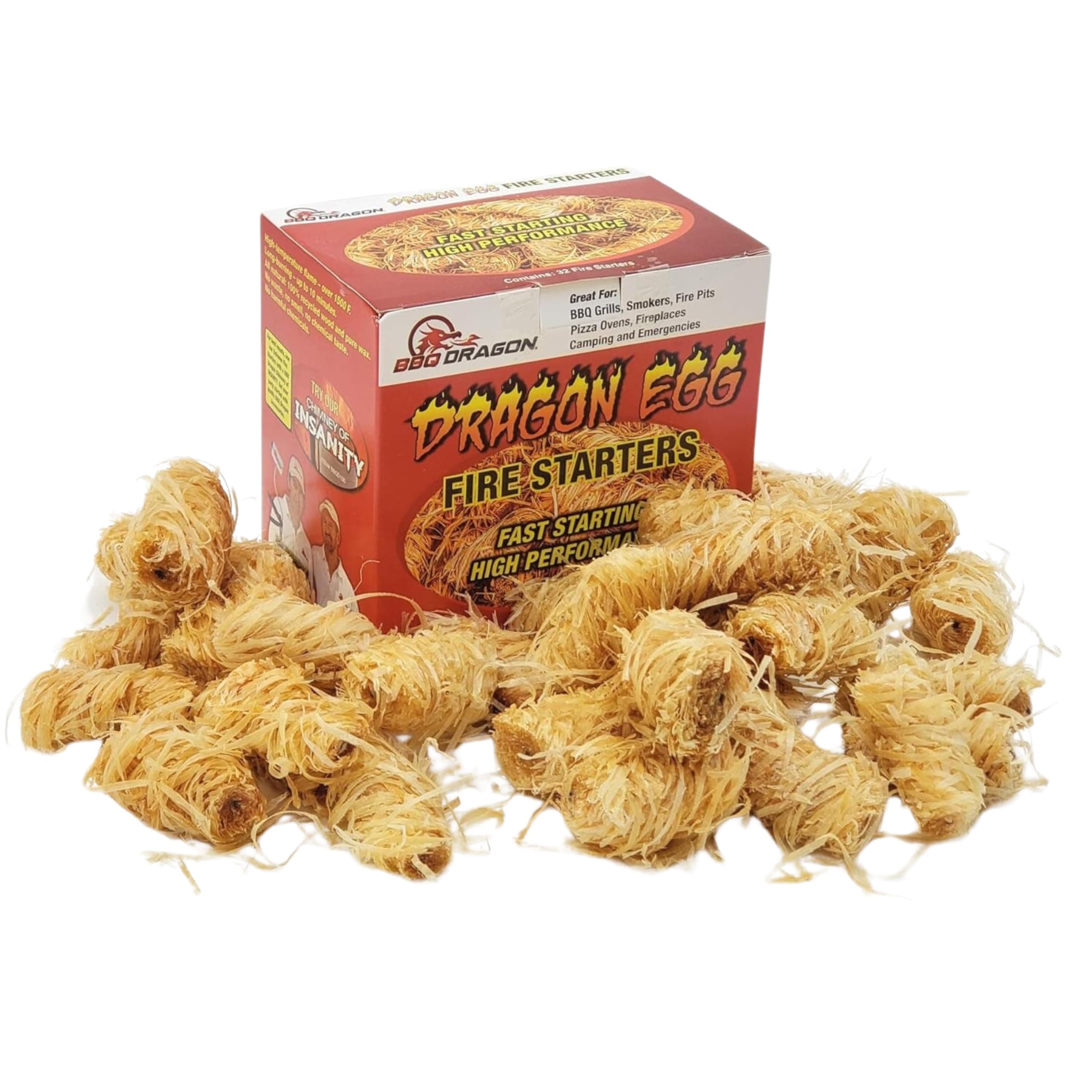 BBQ DragonEgg Fire Starter-32 Pack Fire Starters for Fireplace-Ultra Fast, Long Lasting Charcoal Starter-Waterproof, Natural Fire Starters for Wood Stove, Campfire, Fire Pit, Charcoal Grill, Fatwood