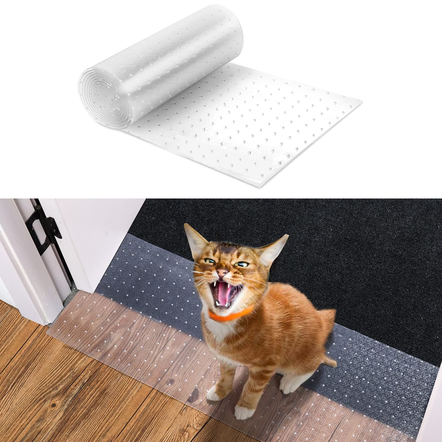 Carpet Protector for Pets, Cat Scratch Guard for Doorway, 8.2FT Clear Heavy Duty Non-Slip Plastic Protector