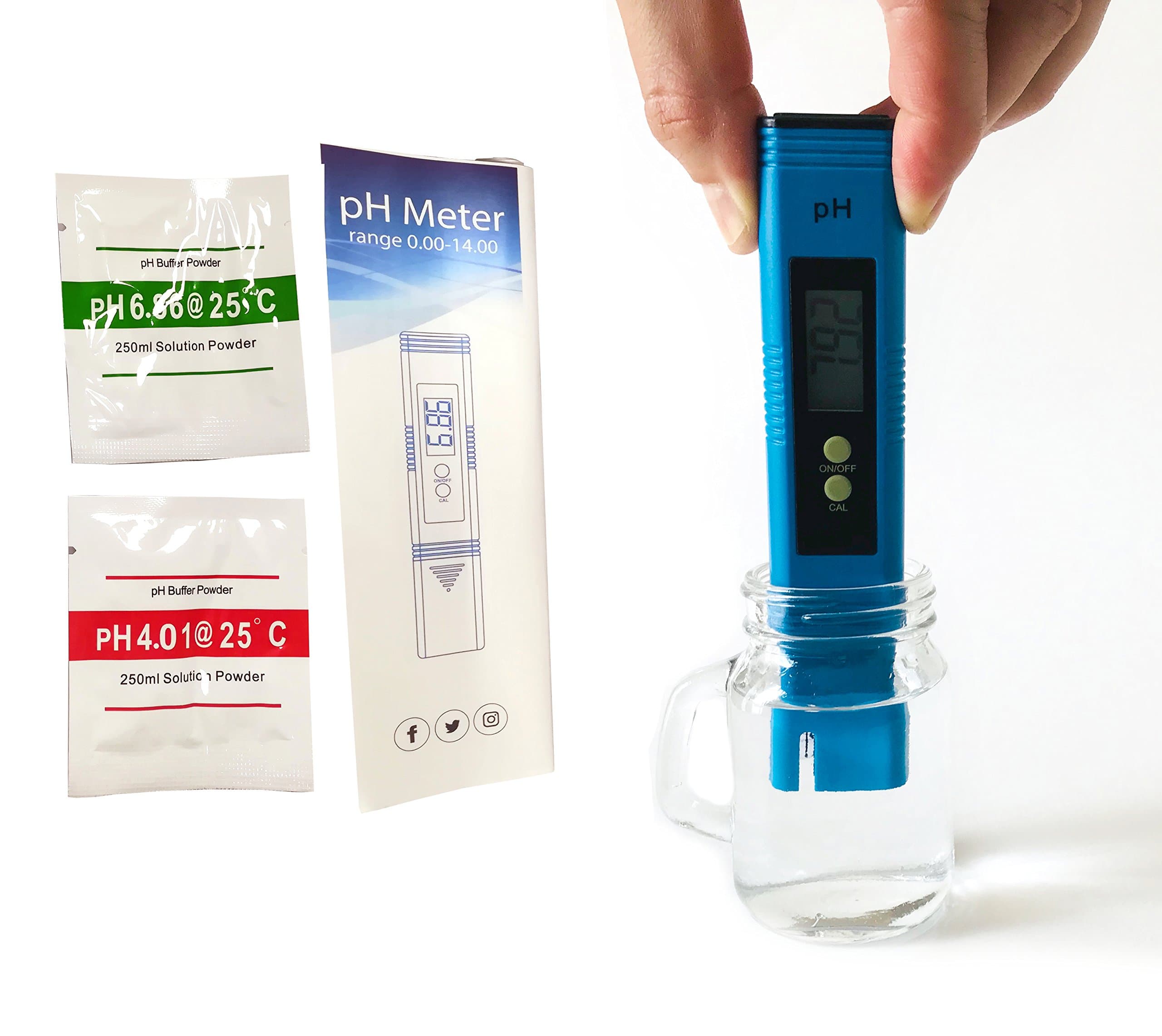 AquaticHI Digital PH Meter/Tester, Accurate Water Quality Testing Tool, Drinking Water, Aquariums/Fish Tanks, Hydroponics, Pond, Wine, Alcohol, 0.01 PH Resolution, Range 0-14 PH