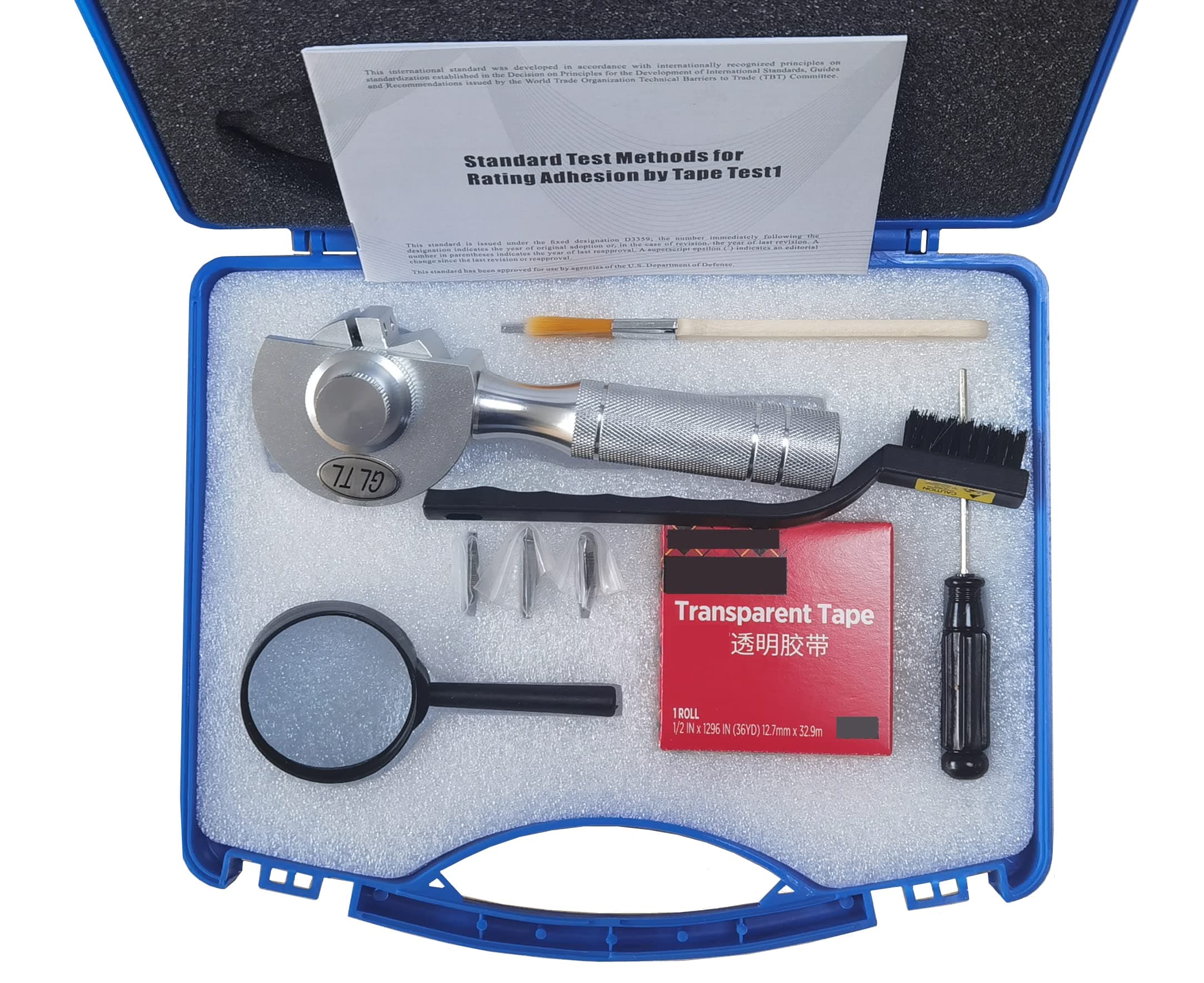 Cross Hatch Adhesion Tester Kit with Rotating 3-Blade Head & Test Result Chart - Precision Tool for Paint, Coating, Plating, Spray Finish Surfaces