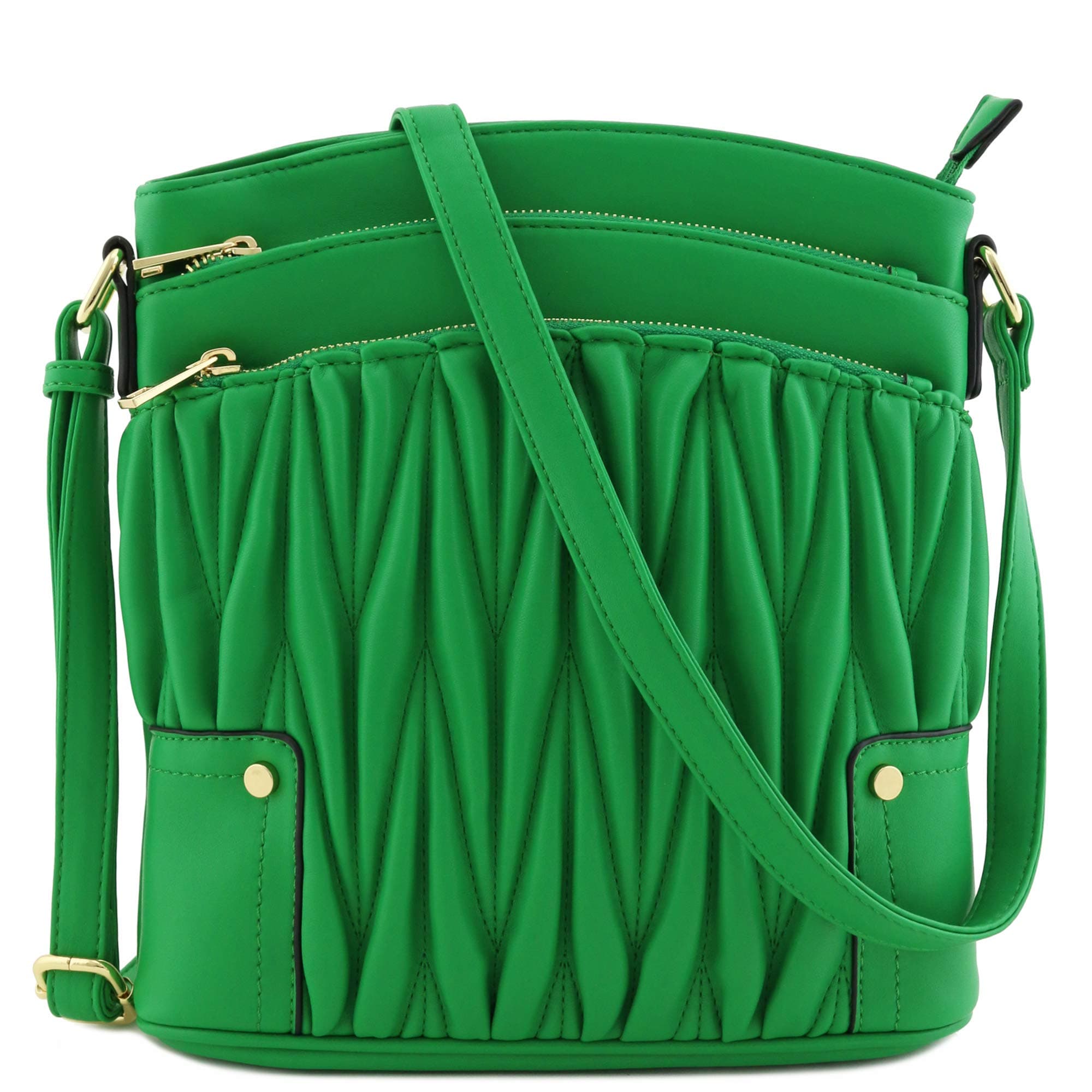 Triple Zip Pocket Large Crossbody Bag