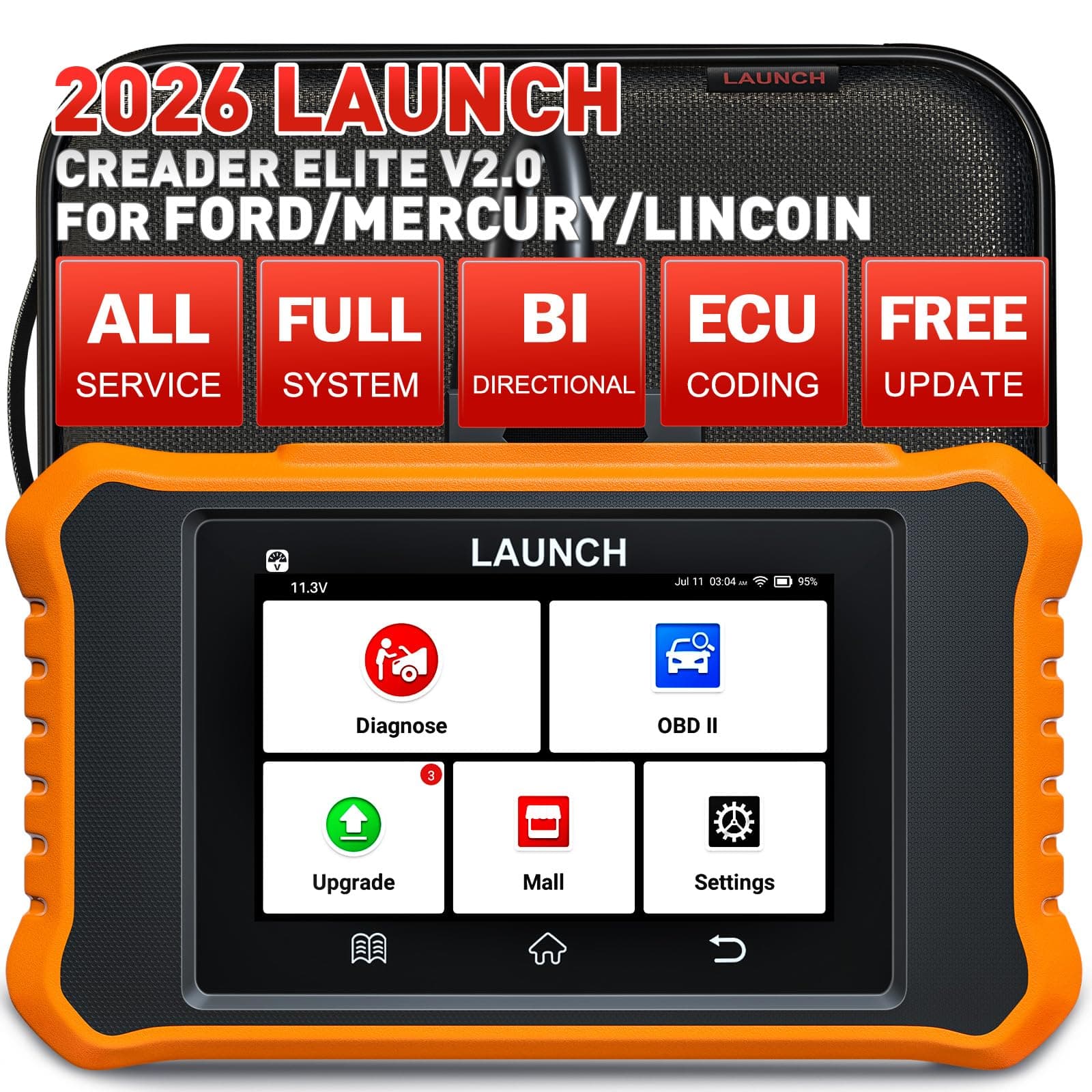 2024 X431 Elite 2.0 PRO OBD2 Scan Tool fits for Ford Lincoln Mercury Mazda,Bi-Directional Control Diagnostic Scanner,Full System,All Resets,ECU Coding,AUTO VIN,Lifetime F-Ree Update