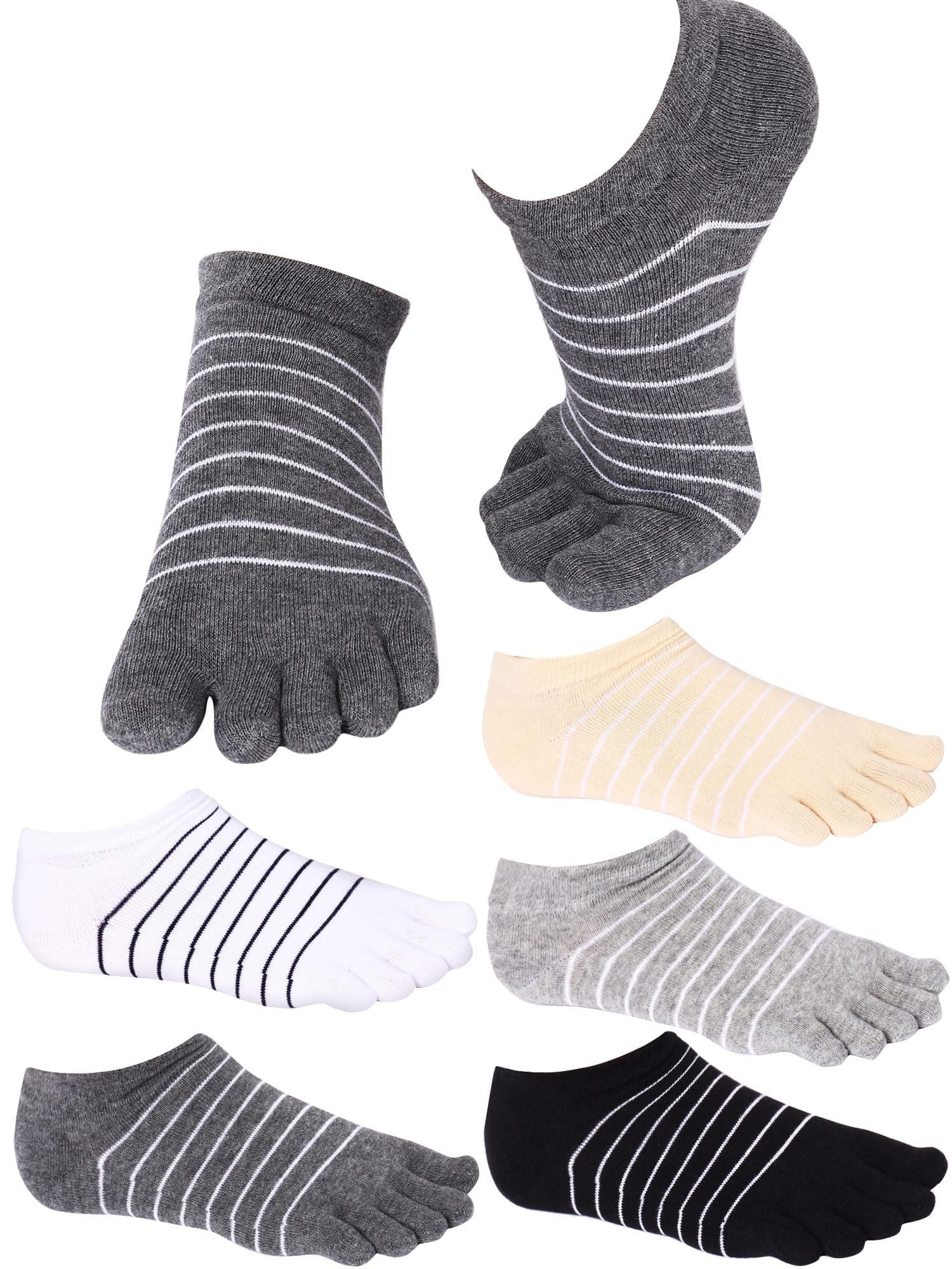 5 Pairs Stripe Toe Socks Five Finger Socks Low Cut Colorful Socks for Women Girl Supplies