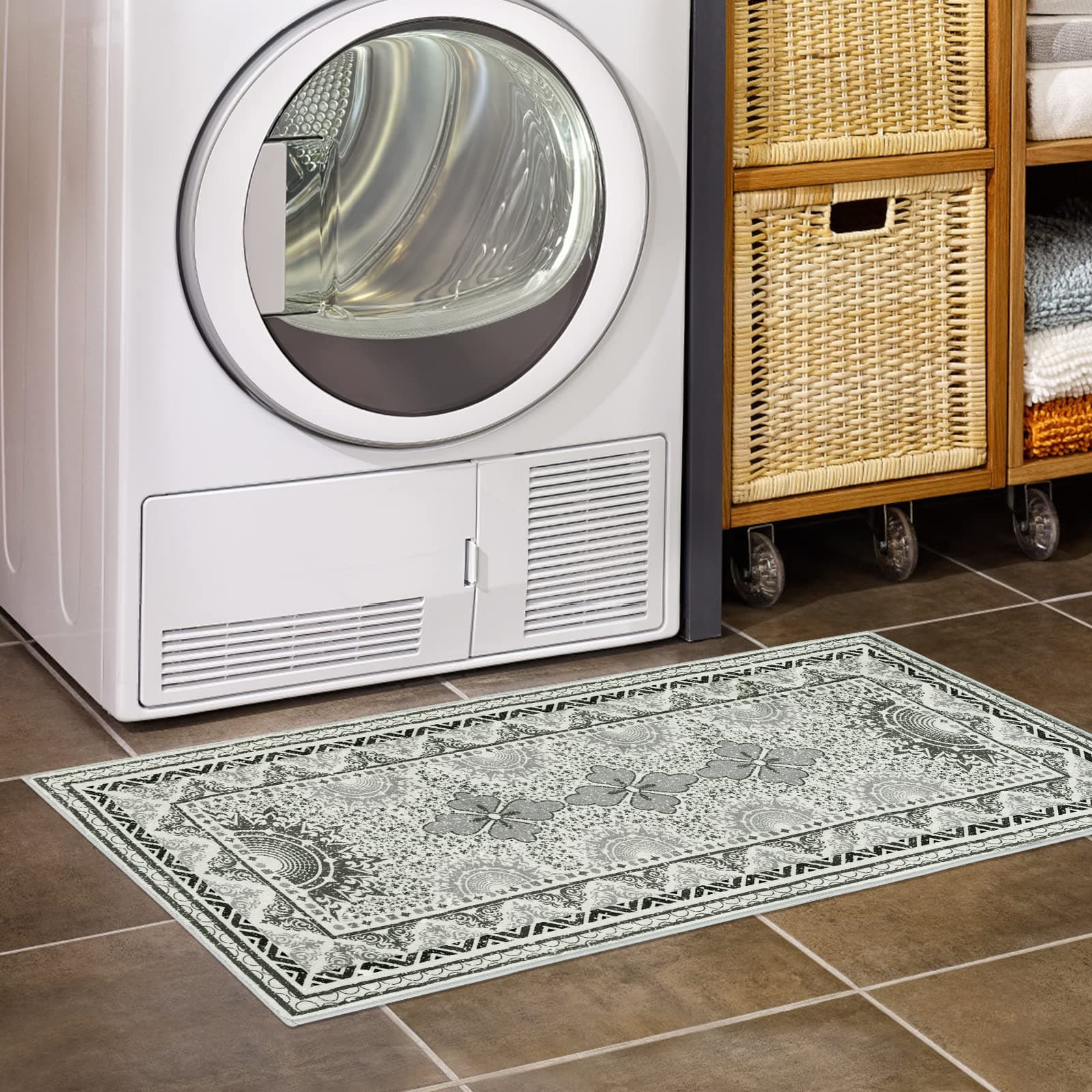 Kitchen Runner Rug 2x4 Soft Area Rug Machine Washable Non Slip Farmhouse Floor Mat for Kitchen Entryway Bedroom Laundry