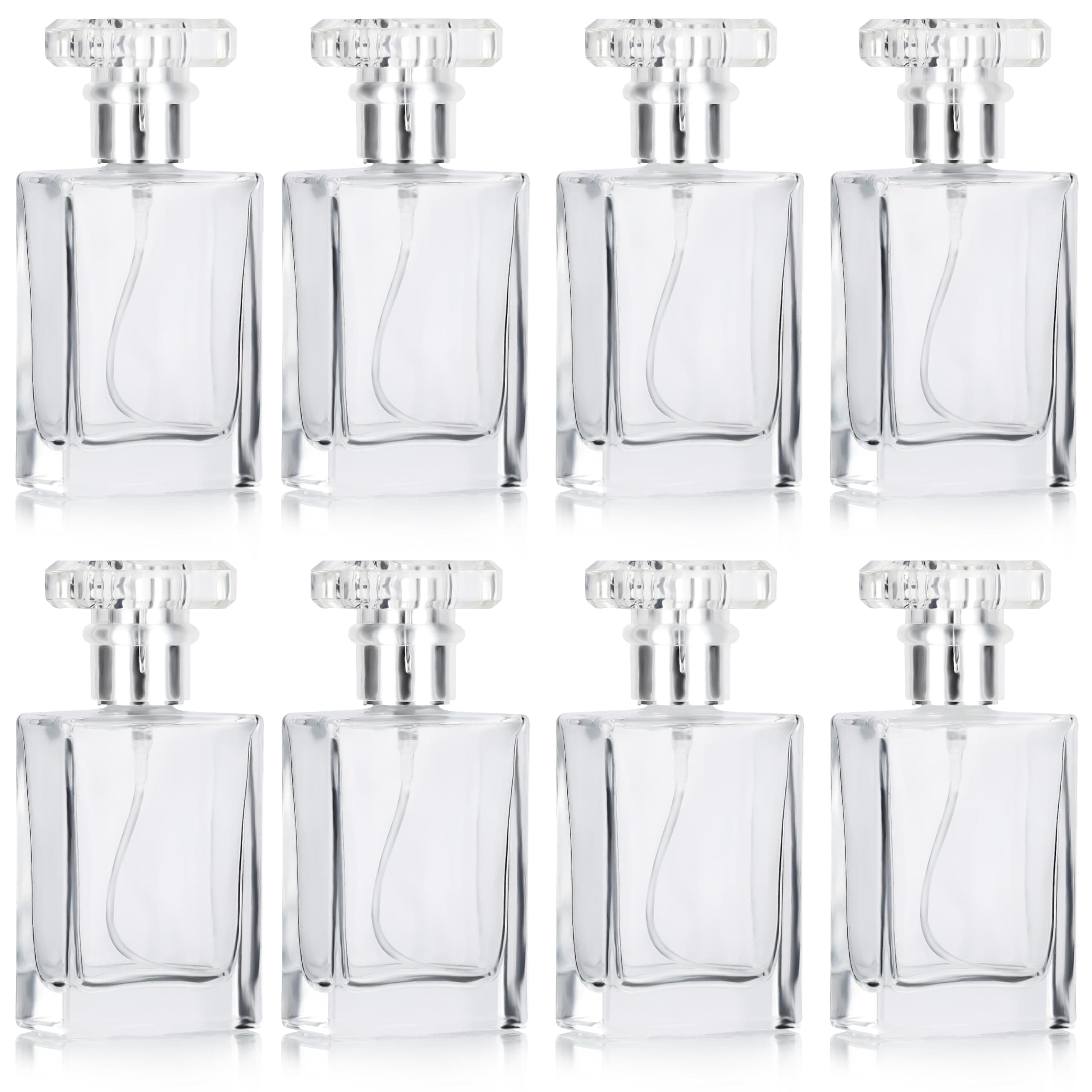 BELLE VOUS Refillable Perfume Atomiser (8 Pack) - 30ml/1oz Spray Bottle Set - Empty Glass With Mist Pump - Mini Travel Refill Bottles
