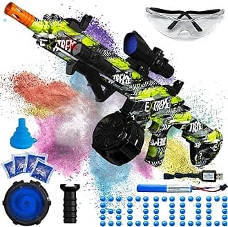 Electric Gel Ball Blaster, High Speed Automatic Splatter Ball Blaster with 40000+ & Goggles, Rechargeable Splatter Ball Toys for Outdoor Shooting Game Party Favors-Camouflage Green