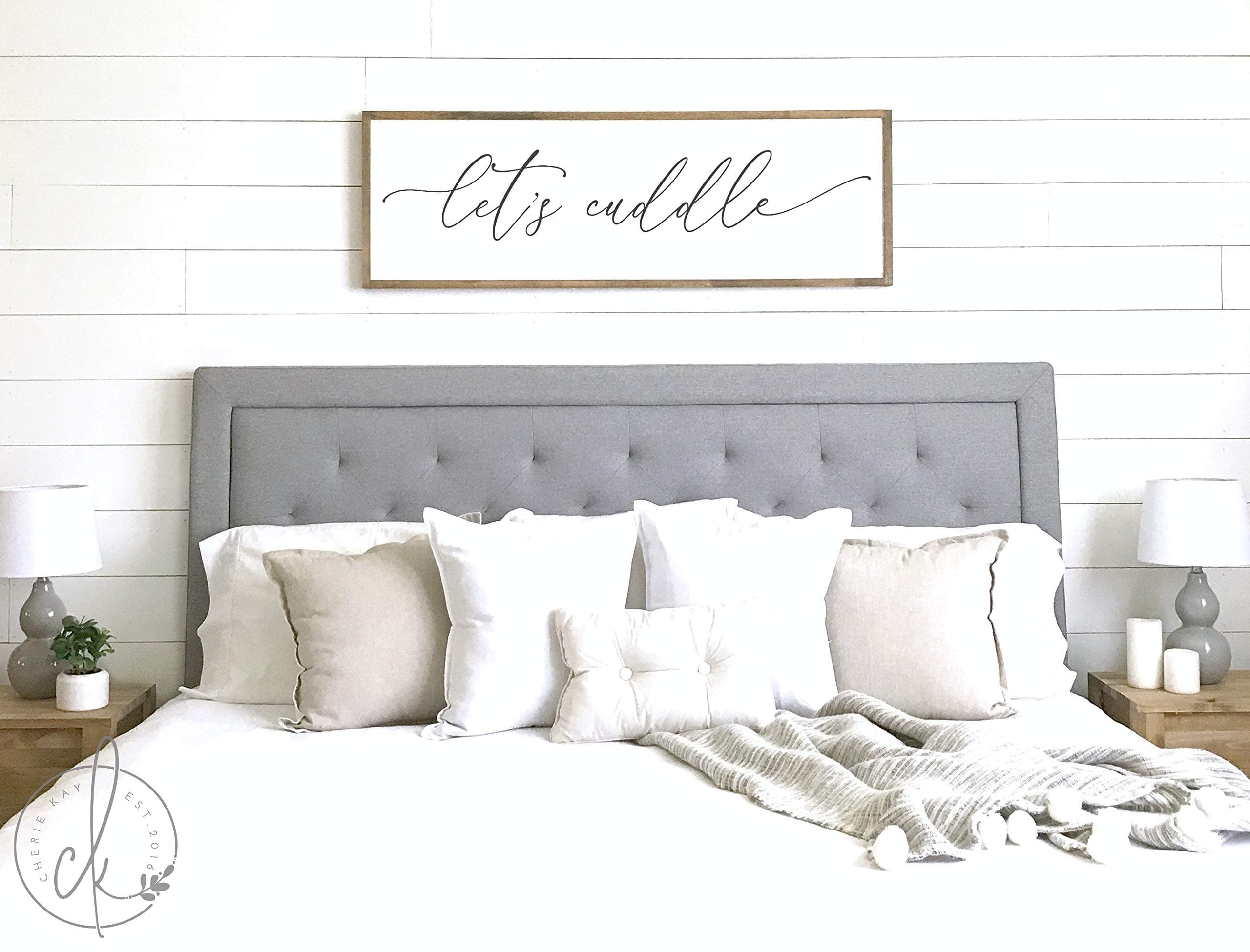 Master Bedroom Sign Let's Cuddle Master Bedroom Decor Wall Decor Bedroom Wall Art Wood Framed Signs 6x20inch