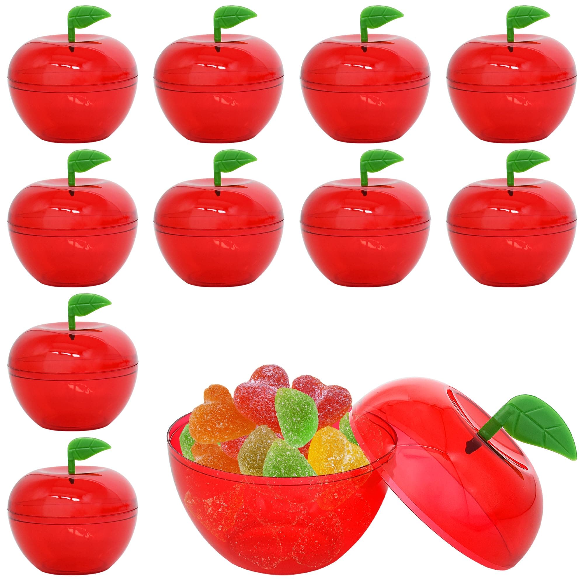 10 Pcs Mini Christmas Apple Container Plastic Filled Bobbing Apple Containers for Valentine, Wedding Decorations, Party Favor
