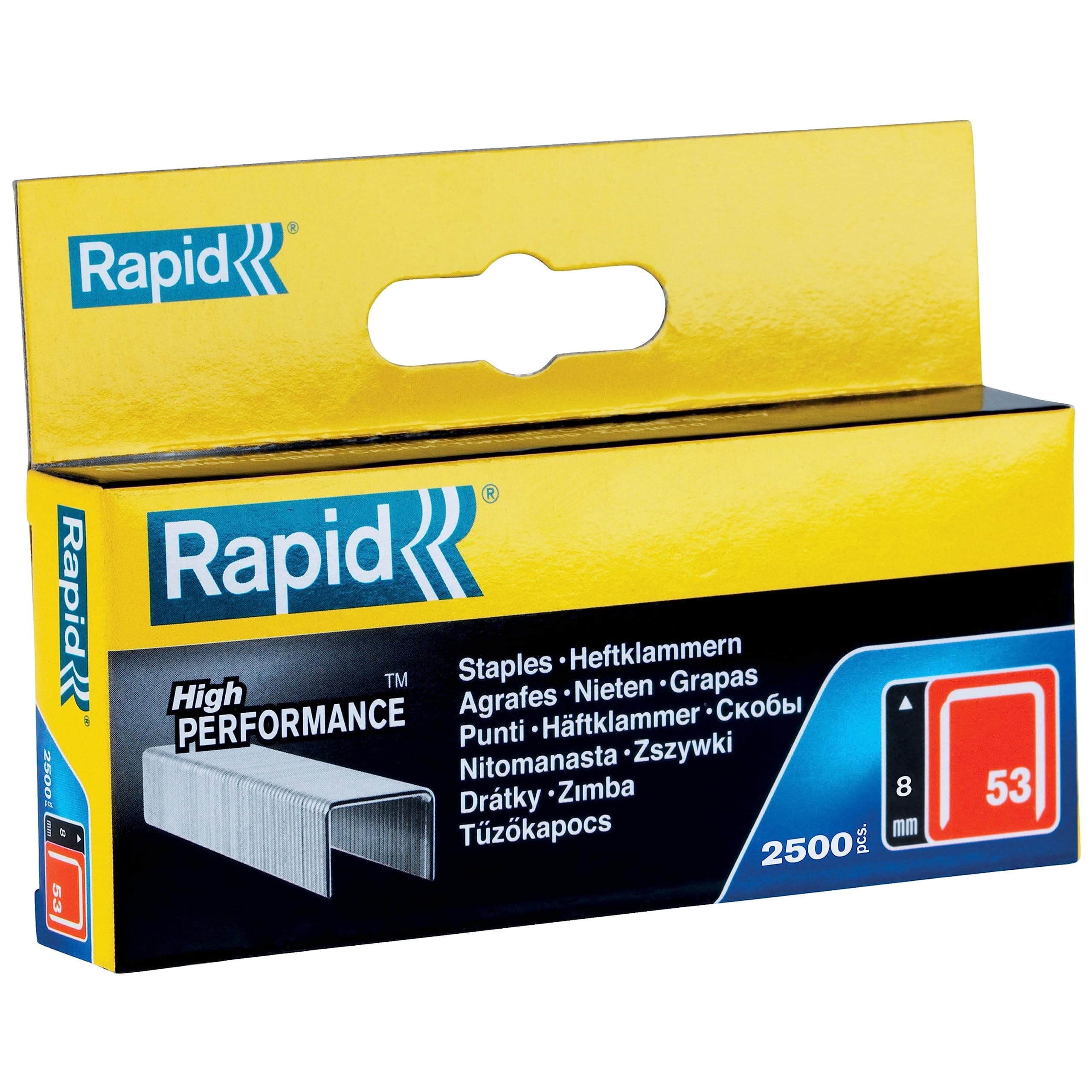 Rapid No. 53 Galvanized Finewire Staples, 8 mm (Pack of 2500)