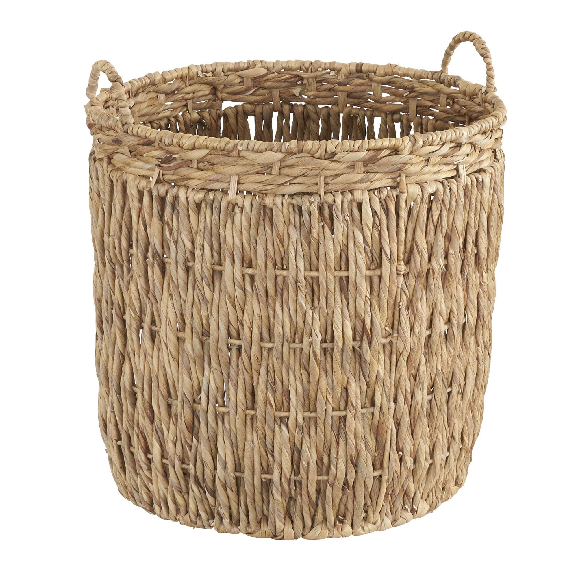 Brown Tall Round Wicker Storage Basket