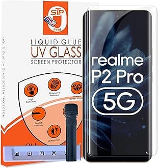 UV HD+ Tempered Glass Screen Protector Guard Compatible For Realme P1 Pro 5G / P2 Pro 5G (6.67 Inch, Pack of 1) Full Adhesive UV Curved Case Friendly HD Clarity with easy installation kit
