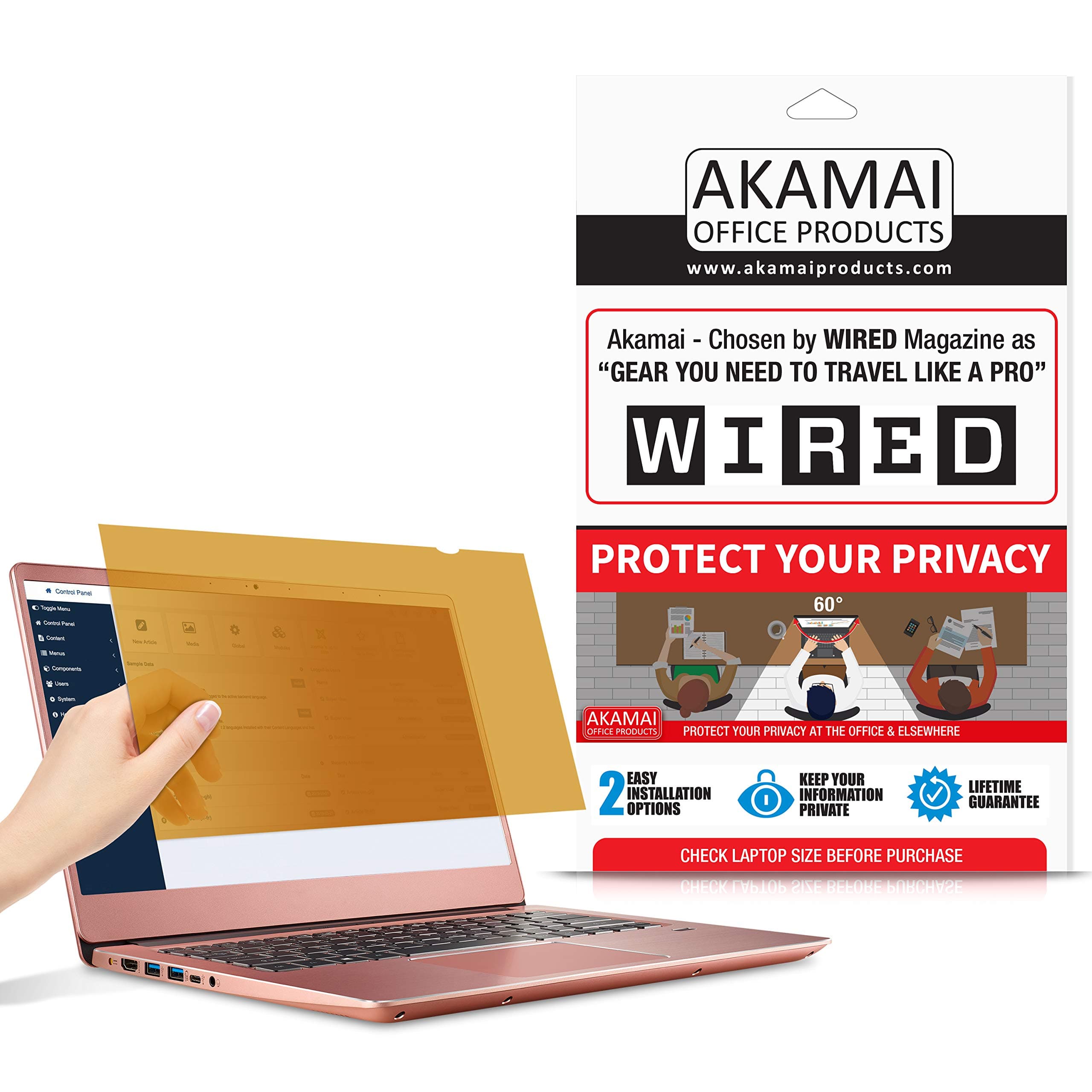 12.5 inch Computer Gold Privacy Screen (16:9) - Blue Light Screen Protector - Laptop Anti Glare Screen Protector by Akamai