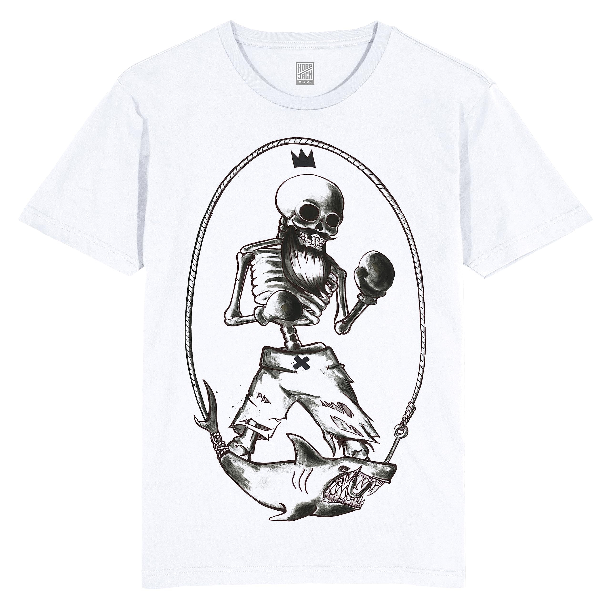 HOBO JACKBare Bones Ronnie - White T-Shirt (Large)