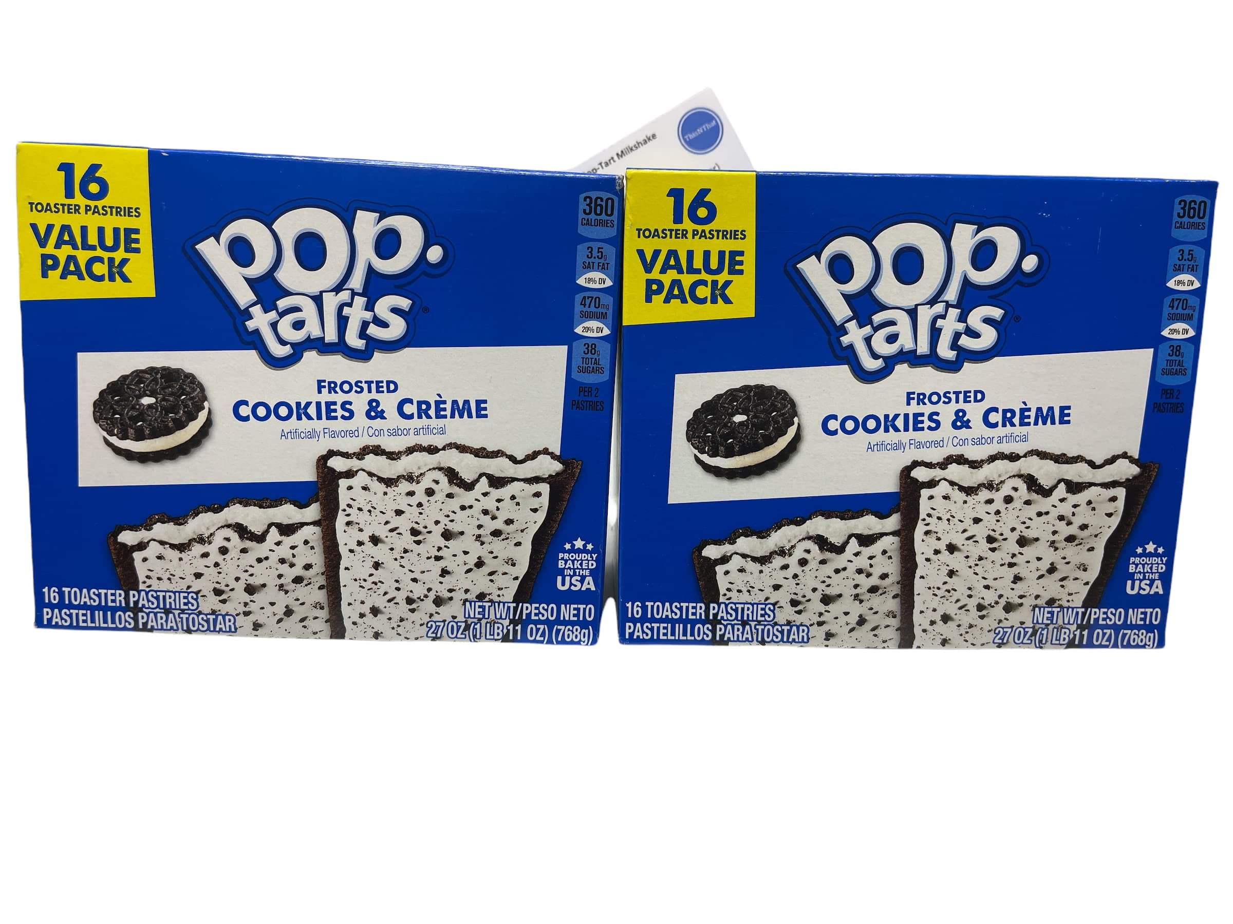 Pop-Tarts Toaster Pastries 16ct Value Pack Bundle: (2) Cookies & Creme and ThisNThat Recipe Card (32 Poptarts Total)