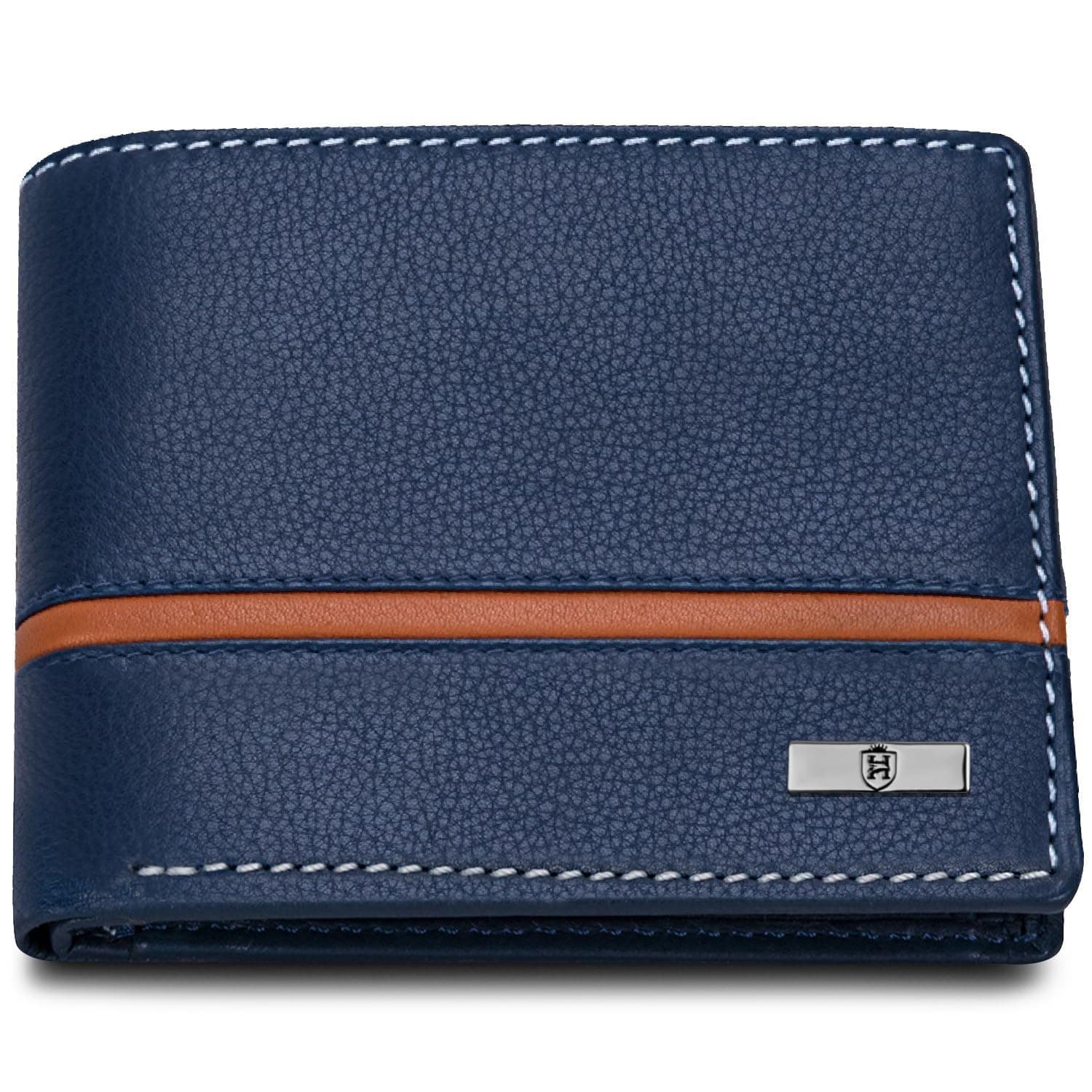 HORNBULL Denial Leather Wallet for Men | Men's RFID Blocking Two Fold Wallet (Navy)
