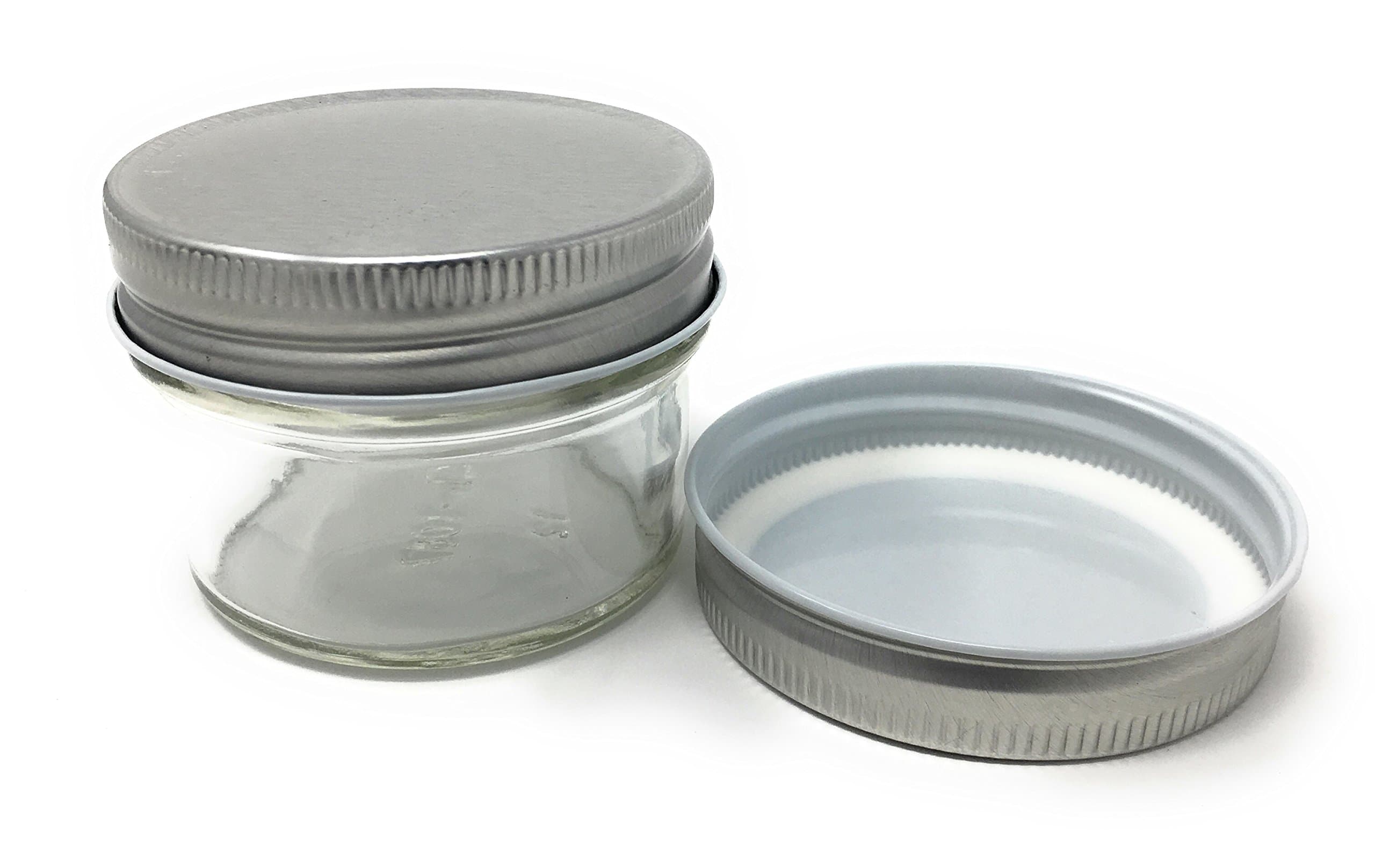 4 oz Mason Jar Clear Round Regular Mouth in Case of 12 (12 Pack) by Packaging For You (Silver)