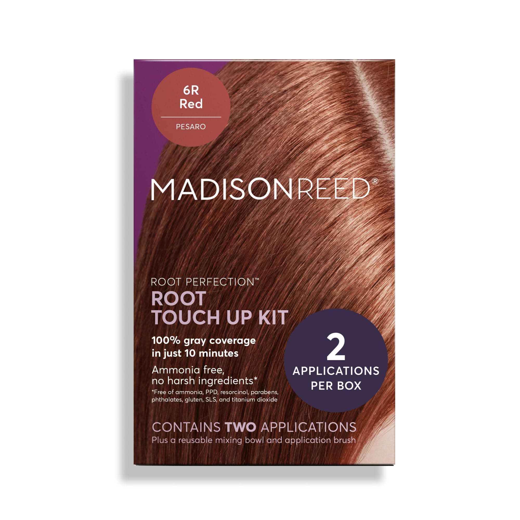 Madison Reed Root Perfection Permanent Root Touch Up, Red 6R Pesaro, 10 Minutes for 100% Gray Root Coverage, Ammonia-Free Hair Dye, Two Applications