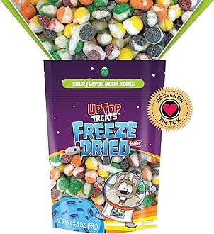 Sour Moon Rocks - UpTop Treats Freeze Dried Candy, Crunchy Candy for ASMR, Strawberry, Lemon, Lime, Orange, & Grape, Snacks for Kids & Adults, Made in the USA, Small Bag for On The Go, 3.5 oz