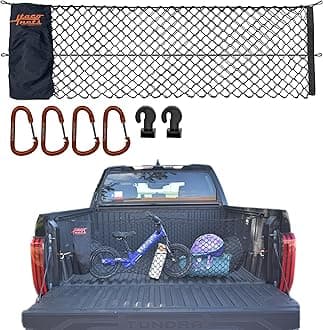 Envelope Cargo Net for Toyota Tundra - Fits 2007-Current - Patented Bed Rail Integration - Upgraded 5mm Bungee - Integrated Storage Bag - Heavy Duty Carabiners - Designed in USA