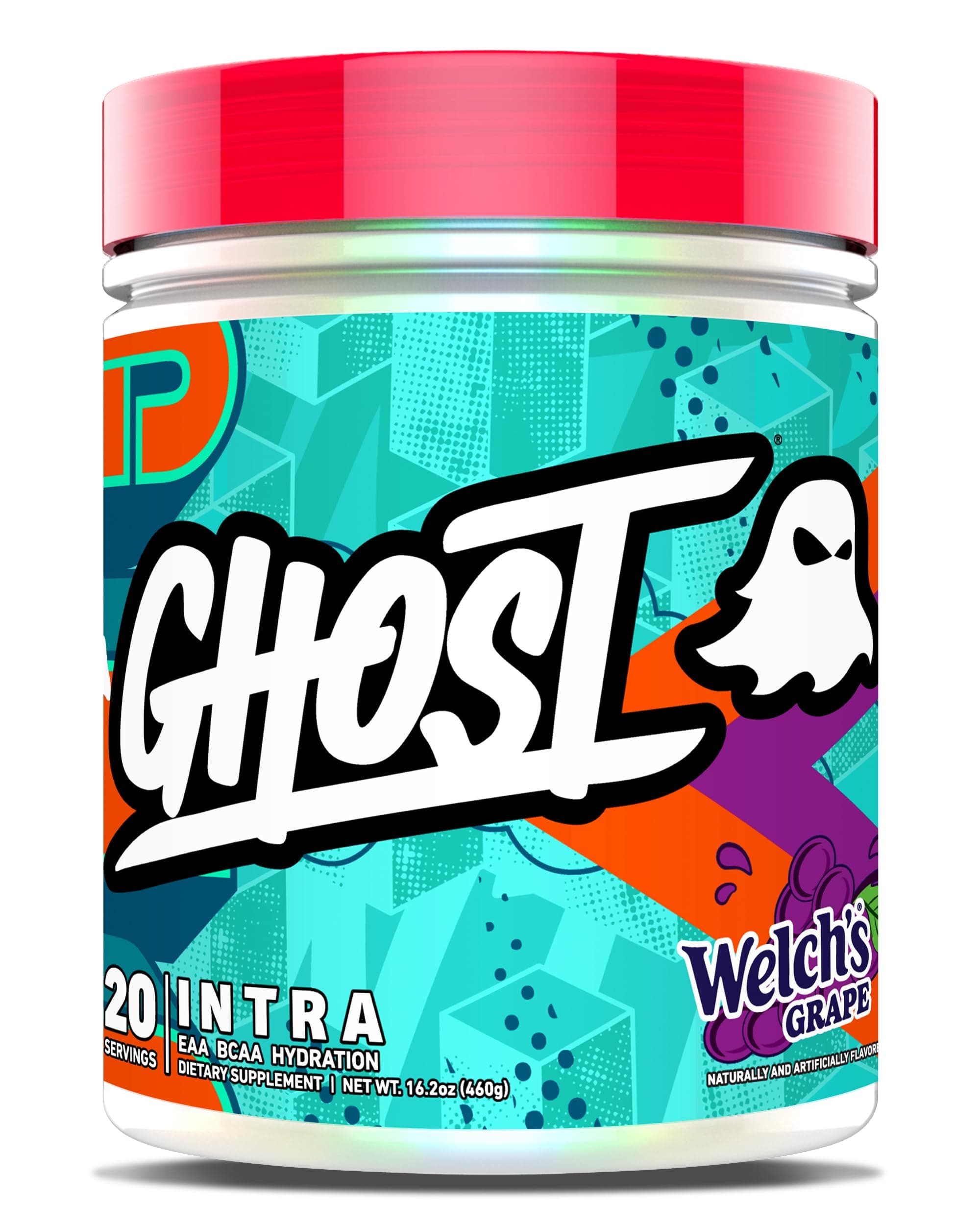 GHOST Intra Workout Powder - BCAAs &, EAAs & Hydration - Essential & Branch Chain Amino Acids Supports Muscle Recovery & Focus - Pre, Intra & Post Workout Powders (20 Servings, Welch's Grape)