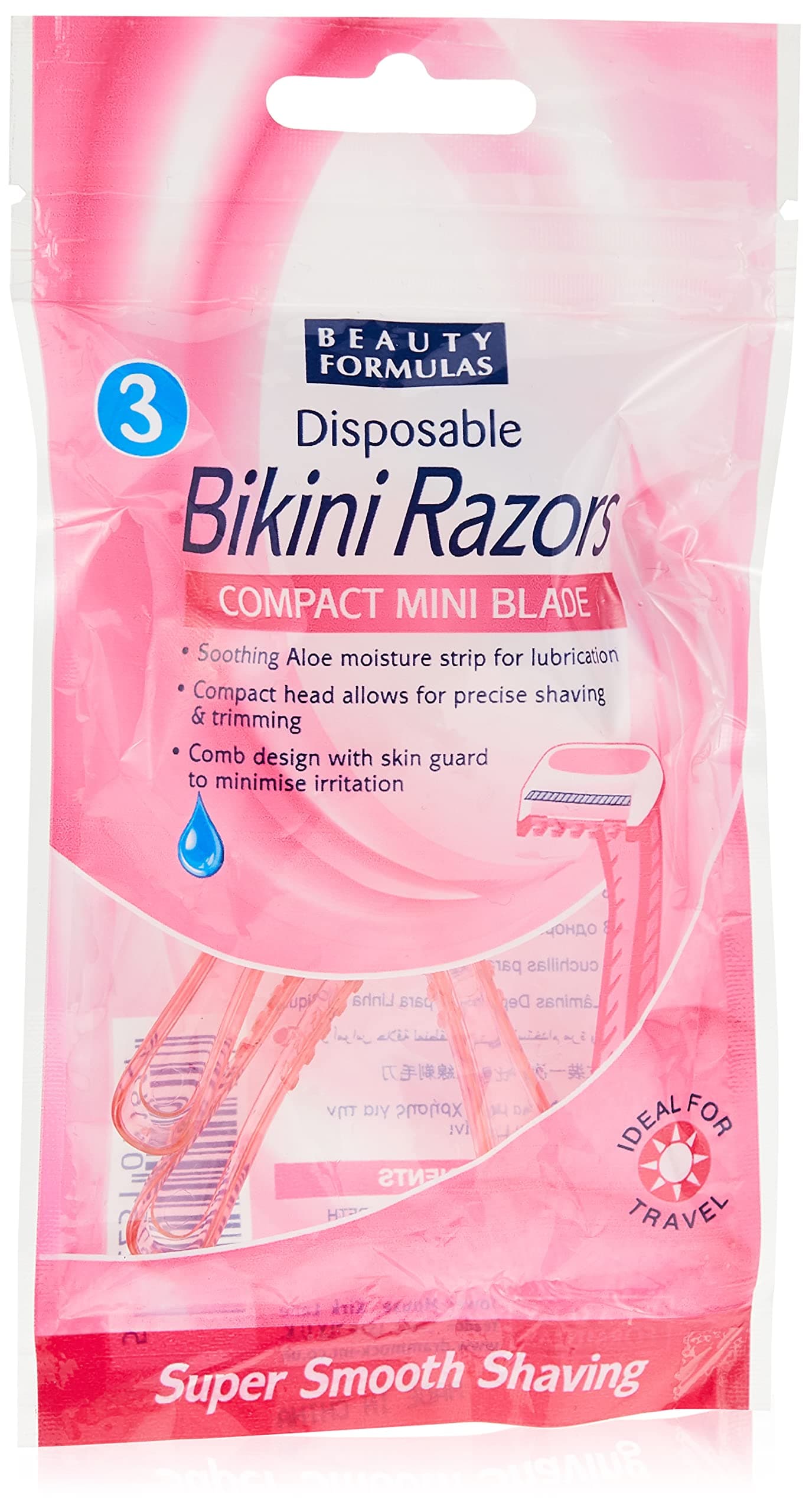 Beauty Formulas Disposable Bikini Razors Compact Mini Blade 3-Pieces